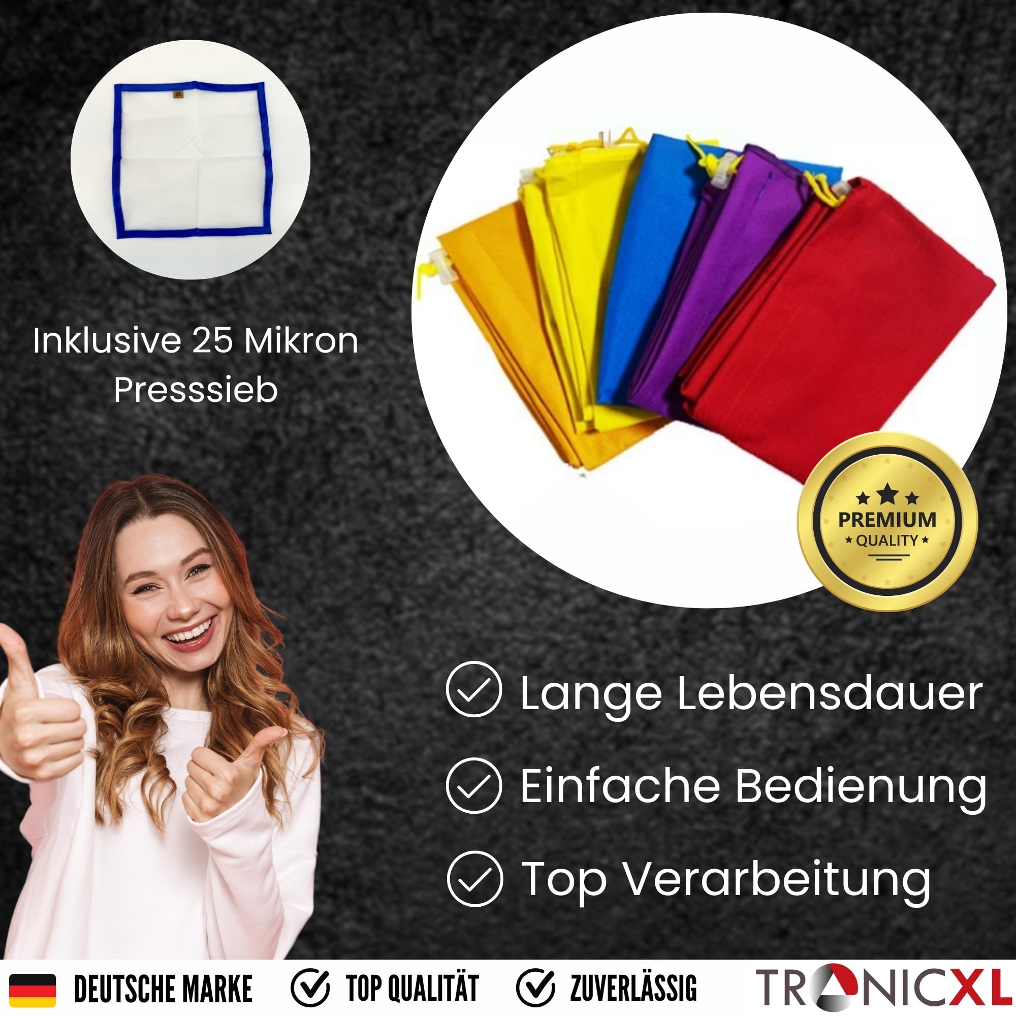 TronicXL 5er Bubble Bags 1 Gallone Grow Hash Kräuter Presssieb Extraktion Kräuterextratkion Produktion von Hasch durch Eisextraktion