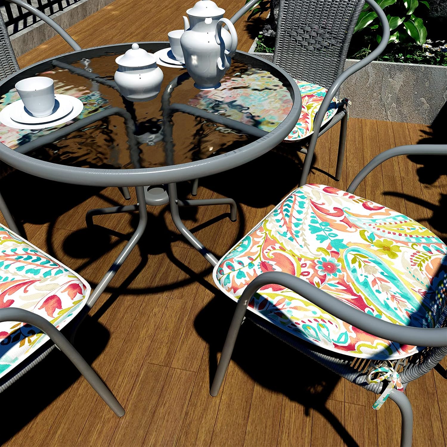LVTXIII Outdoor Chair Cushions Set of 2, Patio Seat Cushions D16xW17 Inch with Ties for Patio Furniture Chairs Home Garden Decoration, A Pretty Paisley