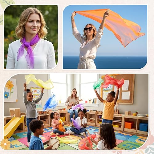 Miniatura 19 de Zhanmai 60 bufandas cuadradas sedosas para bailar, accesorios de trucos, accesorios de rendimiento, bufandas, bufanda de banda rítmica, 24 x 24