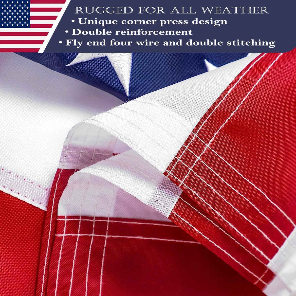 3x5-foot American Flag Made of Nylon Fabric and Embroidered Craftsmanship, Official Stars and Stripes Design, Anti-Fading and Weather-Resistant, Made in the United States, Suitable for Both Indoor and Outdoor Use as a Patriotic Flag