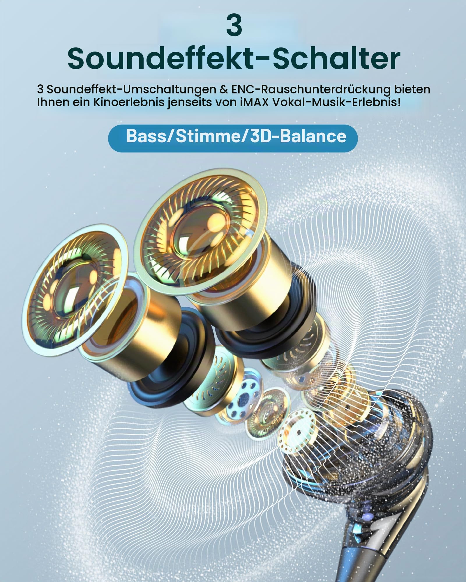 LAMA Bluetooth 5.4 Kopfhörer Sport Ohrhörer 100h Spielzeit Noise Cancelling Ohrhörer IPX5 Wasserdicht Kopfhörer In Ear Headset mit Batterieanzeige Mikrofon Nackenbügel Magnetisches Earbuds