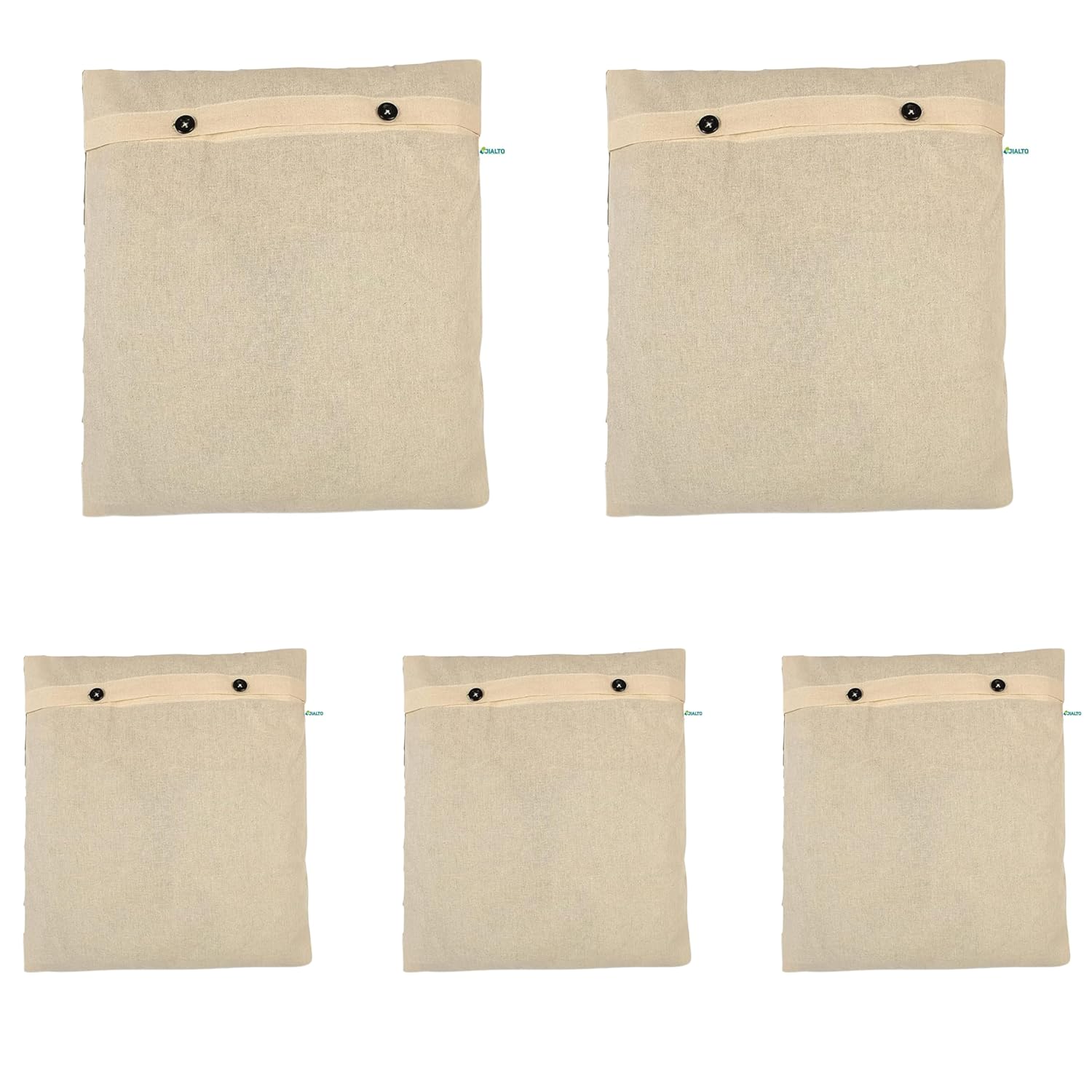 JIALTO Pack Of 5 Cotton Saree Cover With Button, Cotton Cover For Cloth Organizer, Stylish Saree Covers Bags for Storage and Wardrobe Organization Size 14 x 16 Inch