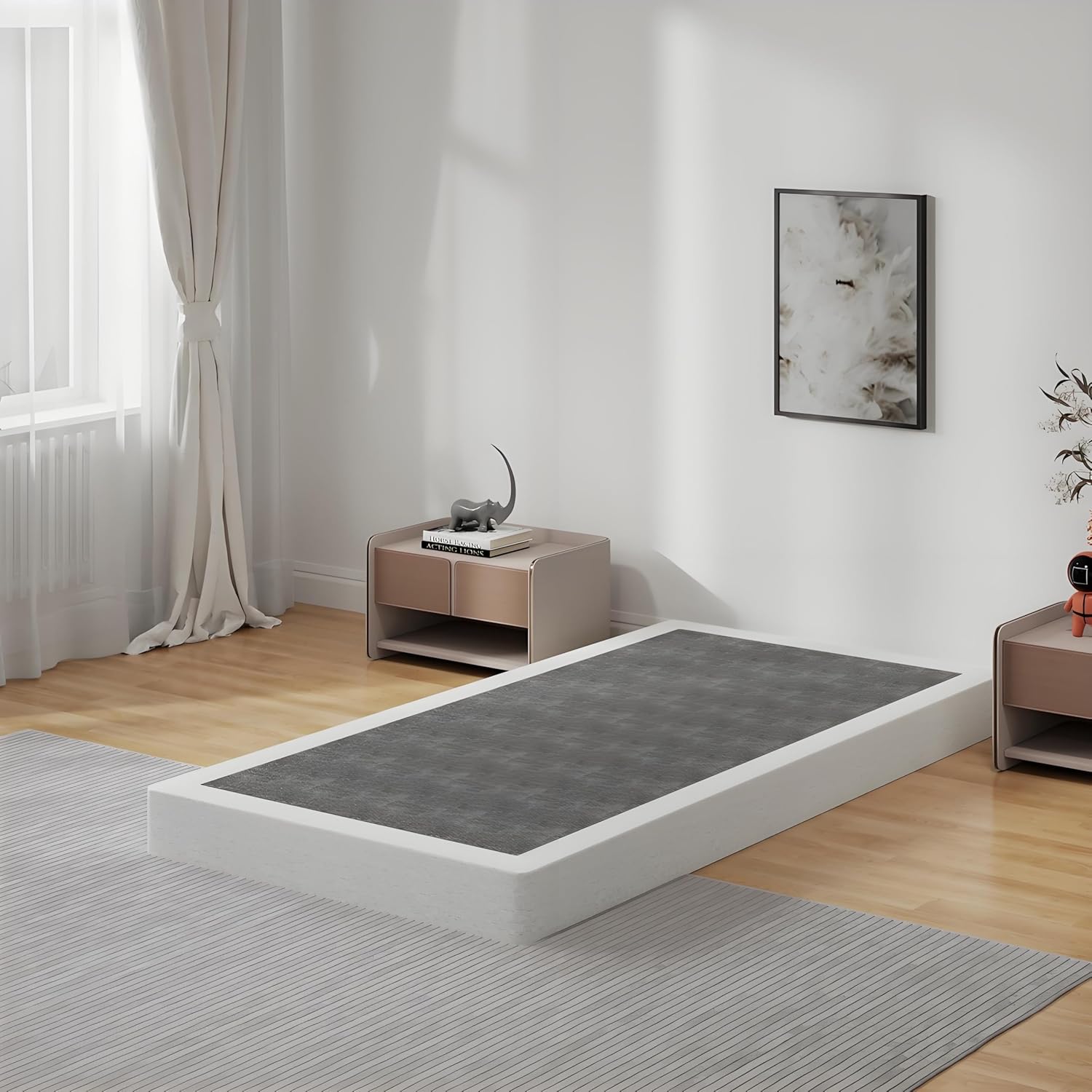 Twin Size Box Spring Bed Base 5 Inch, 1500lbs Heavy Duty Box Spring Twin Metal Mattress Foundation, Tool-Free Easy Assembly, Noise Free 5 Inch High Twin