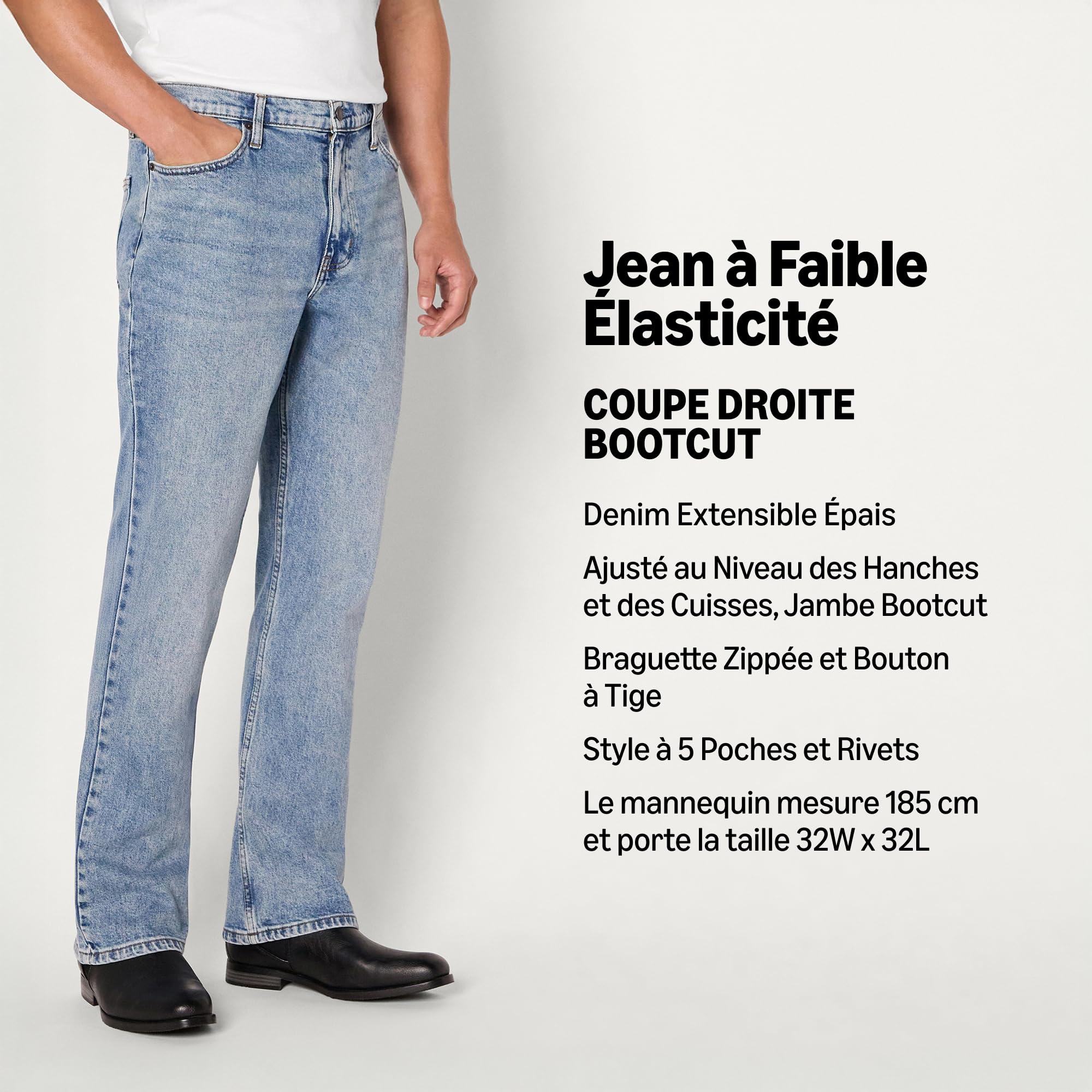 Amazon Essentials Homme Jean Bootcut Coupe Droite à Faible Élasticité