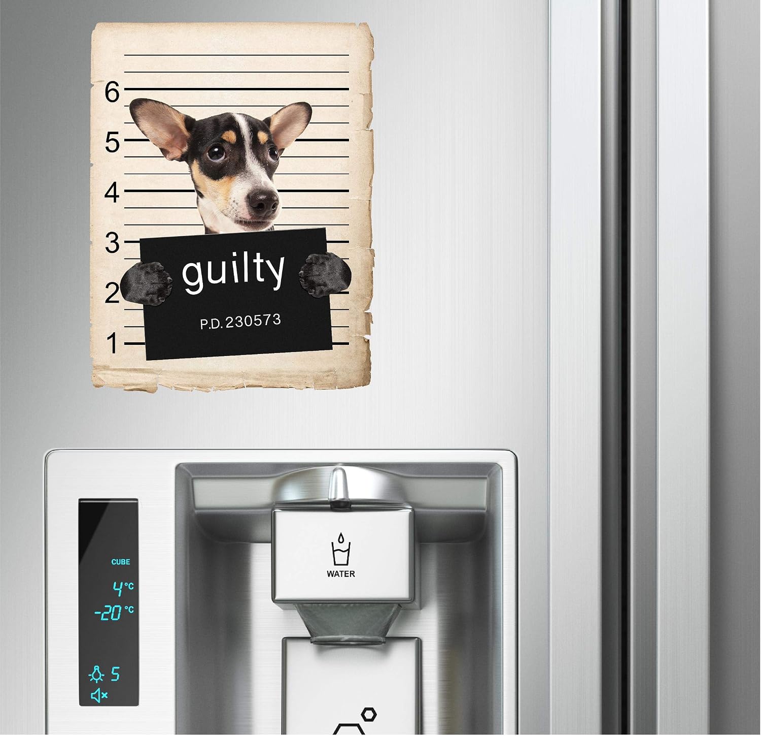 Rat Terrier Dog Mugshot Magnet 4x7 in – Fun and Playful Decor for Refrigerator, Office, Locker, or Car Bumper – Durable and Weather-Resistant – Ideal Gift for Dog Lovers and Unique Decor Enthusiasts image 2