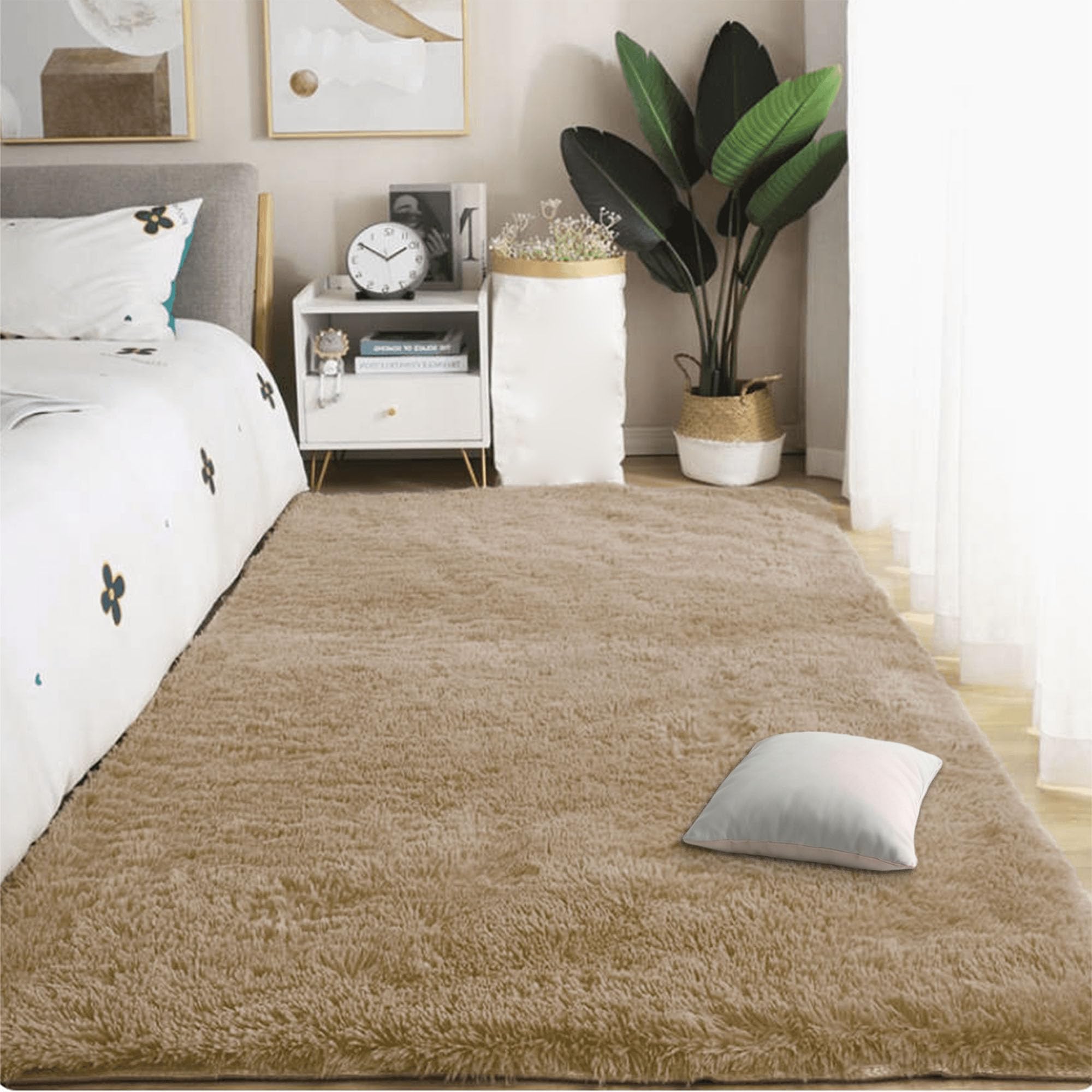 Grand tapis de salon 320 x 400 cm doux tapis longs poils chambre