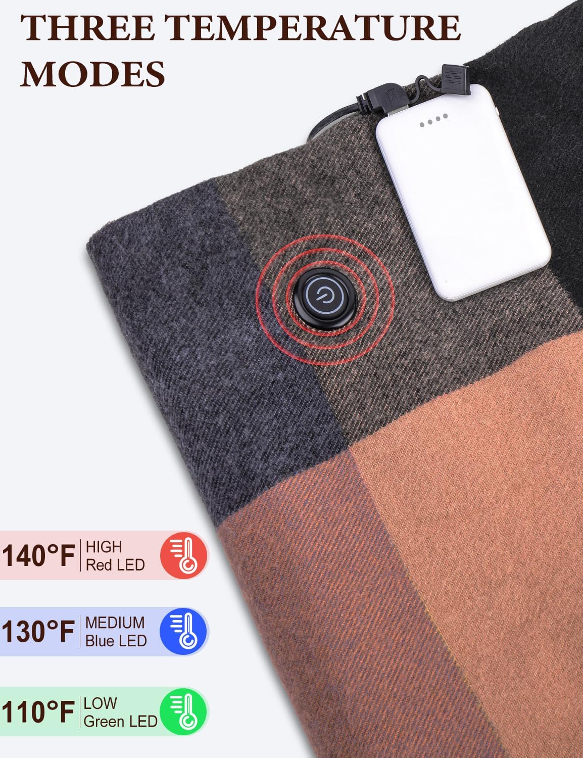 Heated Scarf for Women and Men with Rechargeable Battery, Electric Heating Neck Scarf for Winter, 3 Temperature Levels - Image 2