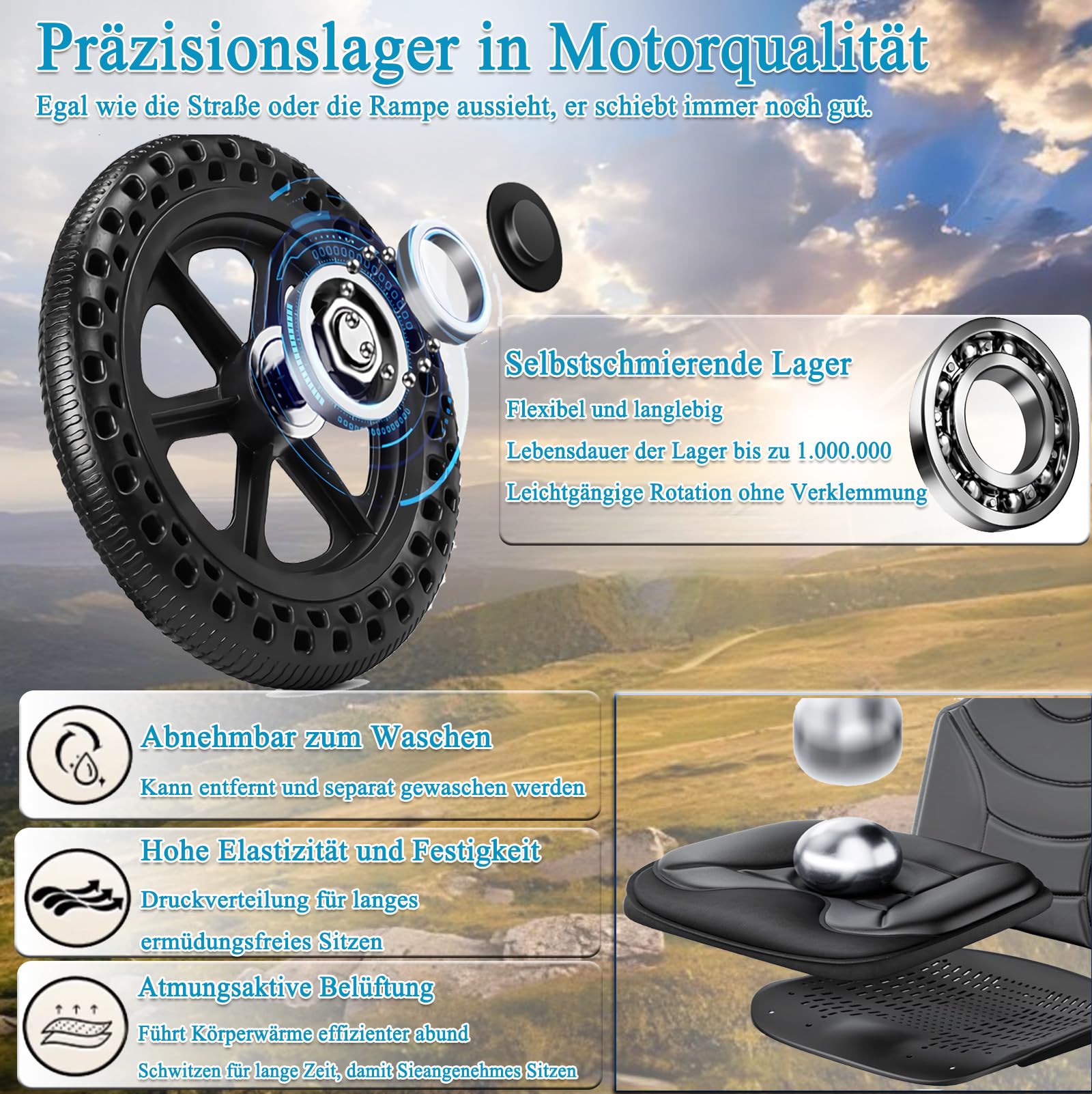 rollstuhl faltbar leicht, Transportrollstühle Faltbar Leicht für Erwachsene, Reise-Rollstuhl, Aluminium, Tragbarer Leichtgewicht Transit rollatoren für senioren, Tragfähigkeit 150KG