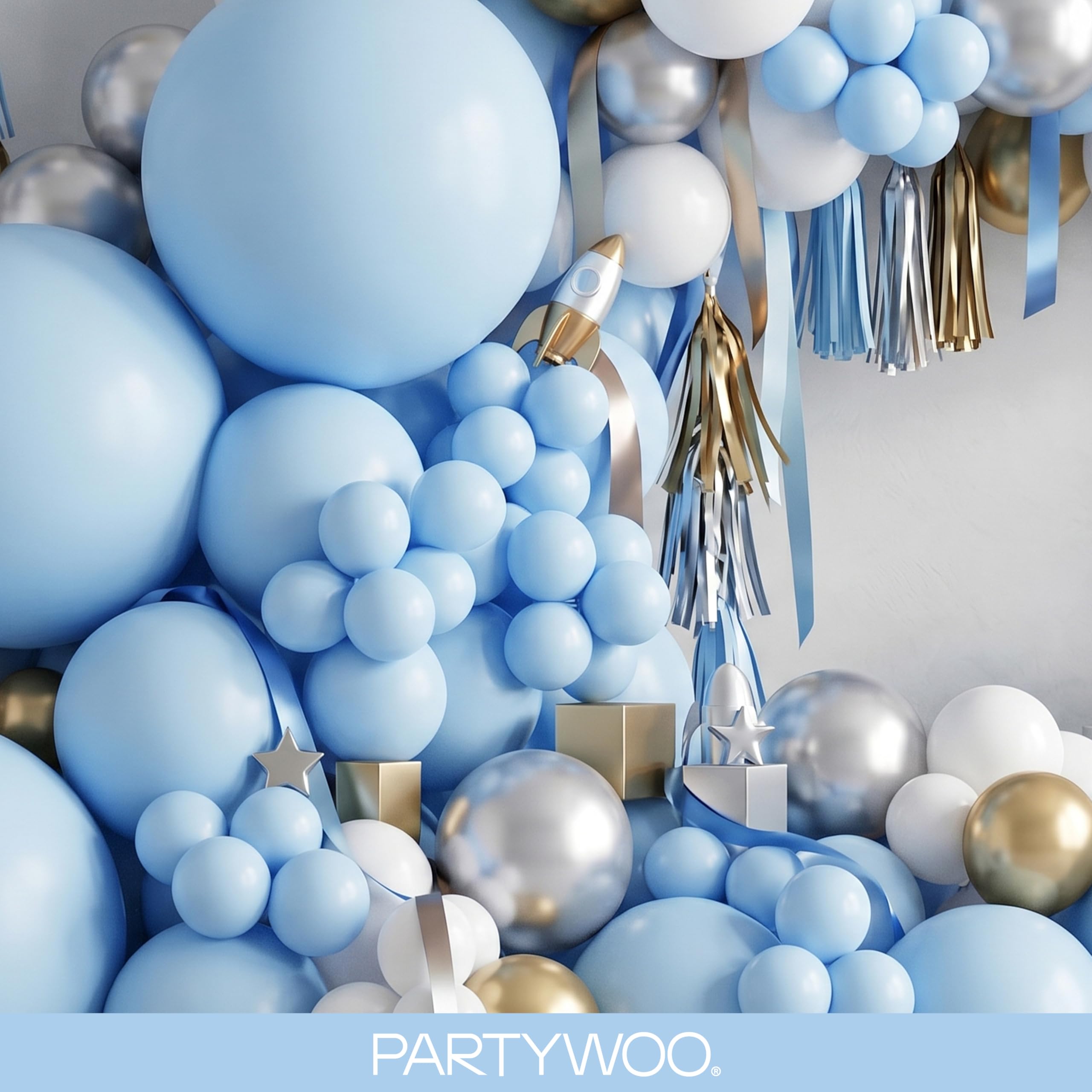 PartyWoo Blue Balloons 140pcs Different Sizes of 18 12 10 5 Inch Balloon Arch Kit Garland for Birthday Gender Reveal Boy Baby Shower Graduation Bachelorette Party Decorations Blue-Y4 — view 8