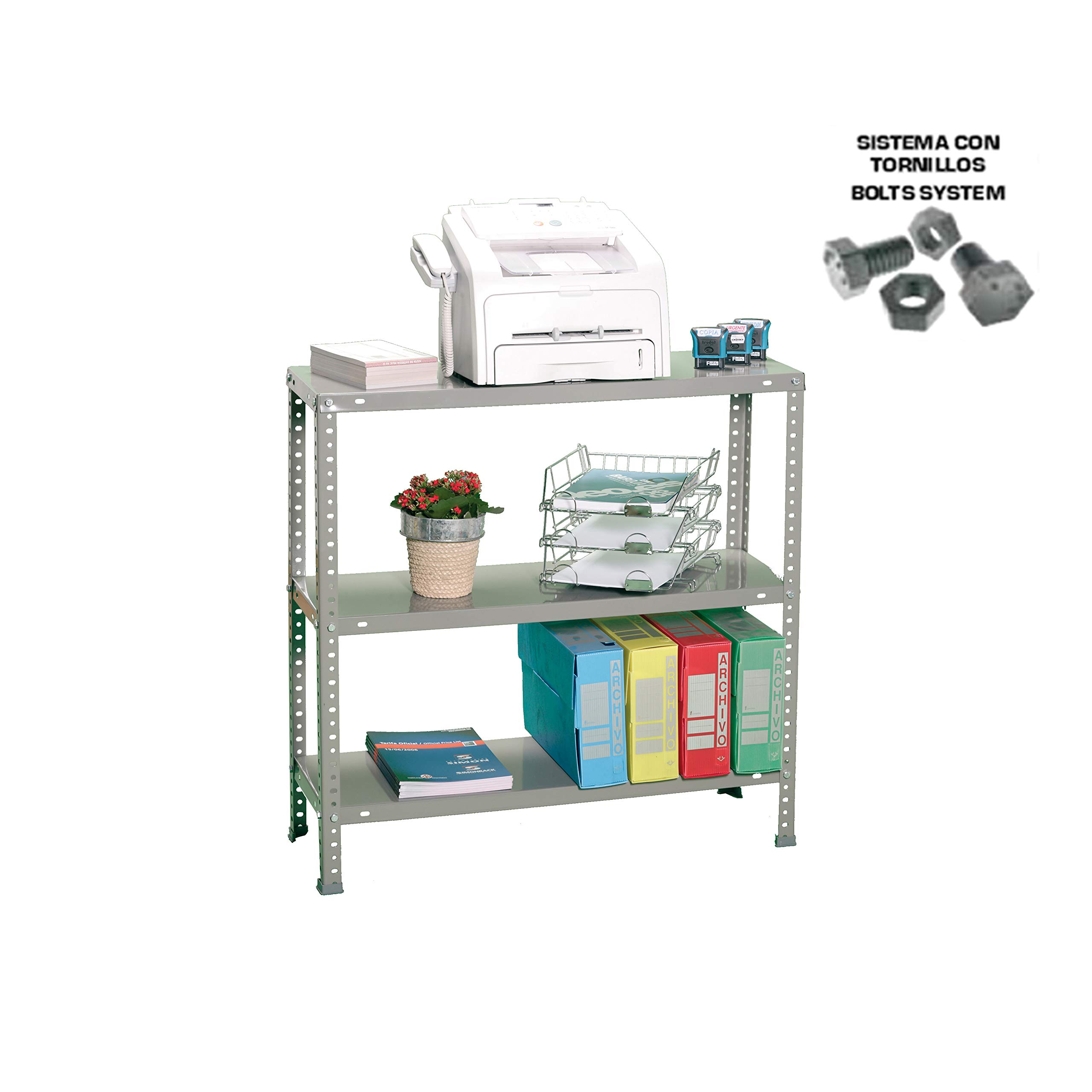 Simon Rack Estanteria Metalica 900x900x400 mm, 3 Alturas, Bandeja Metal, 75 kg de Punto Flexión, Estanteria Almacenaje, Gris - Advantage — view 11