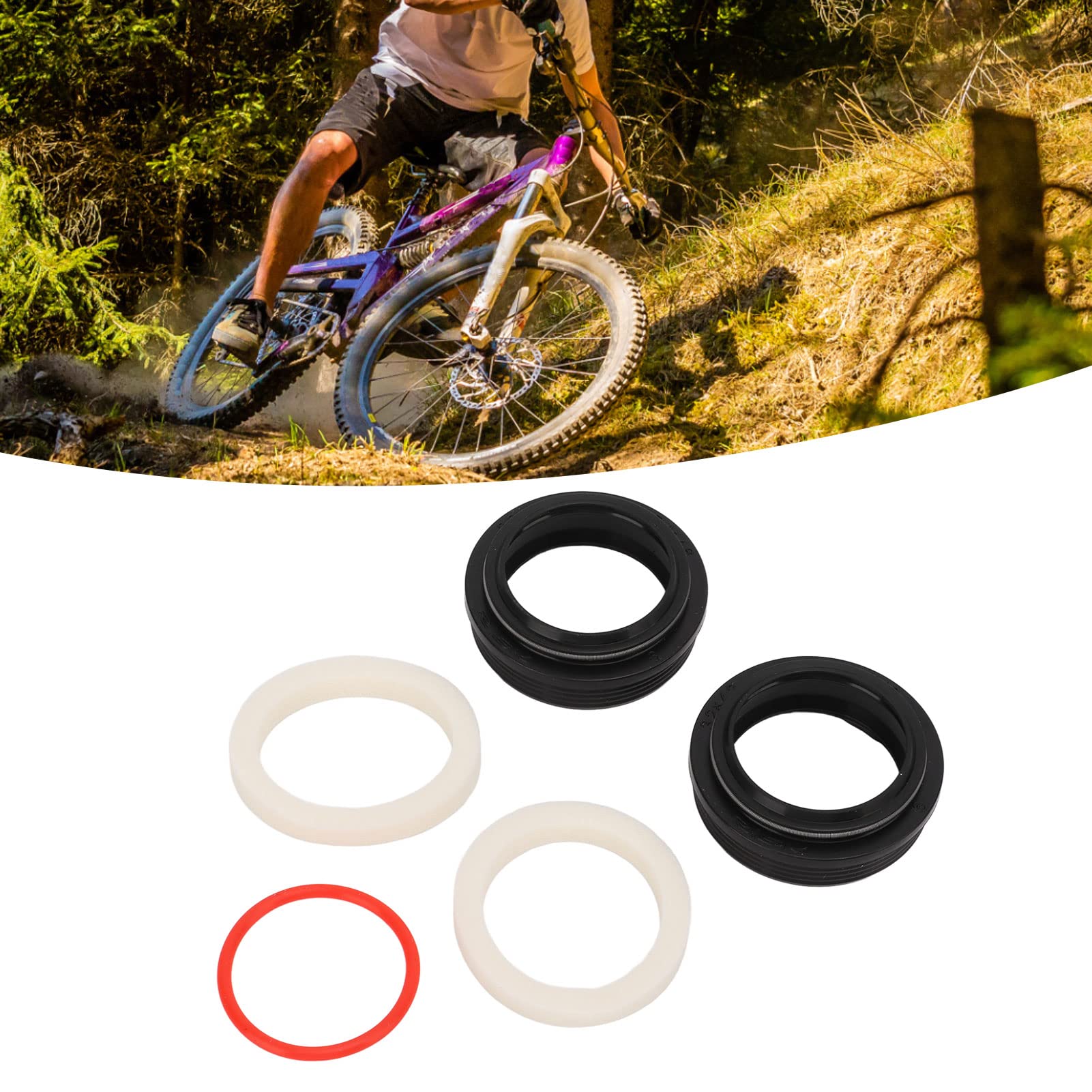 Alomejor Fahrrad-Vordergabel-Staubdichtungs-O-Ring-Kit, 32 Mm Reibungsarmer Staubabstreifer-Kit Haltbarer Schaumstoffring für Federgabel