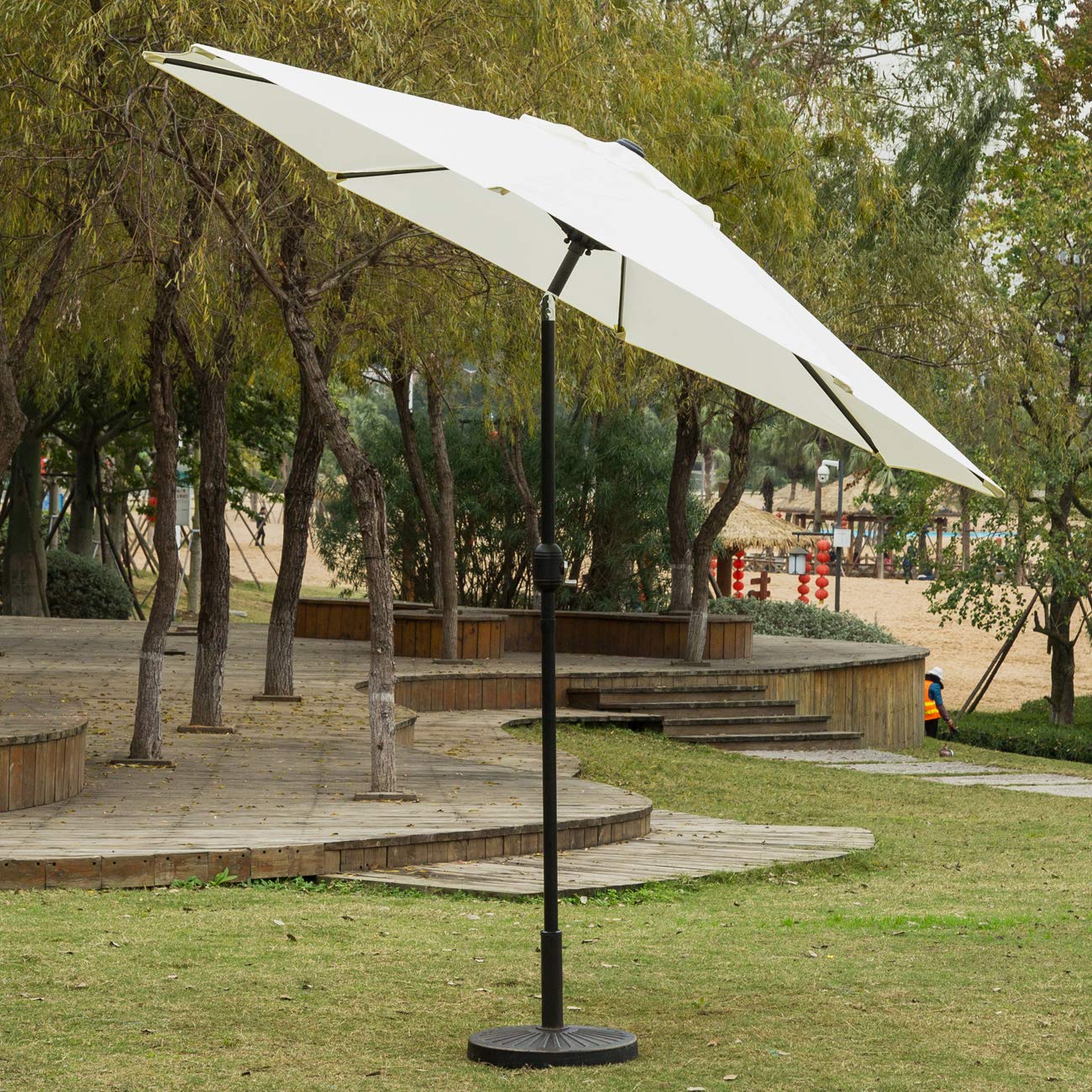 Amazon Com Sunnyglade 9 Patio Umbrella Outdoor Table Umbrella With 8 Sturdy Ribs Beige Garden Outdoor