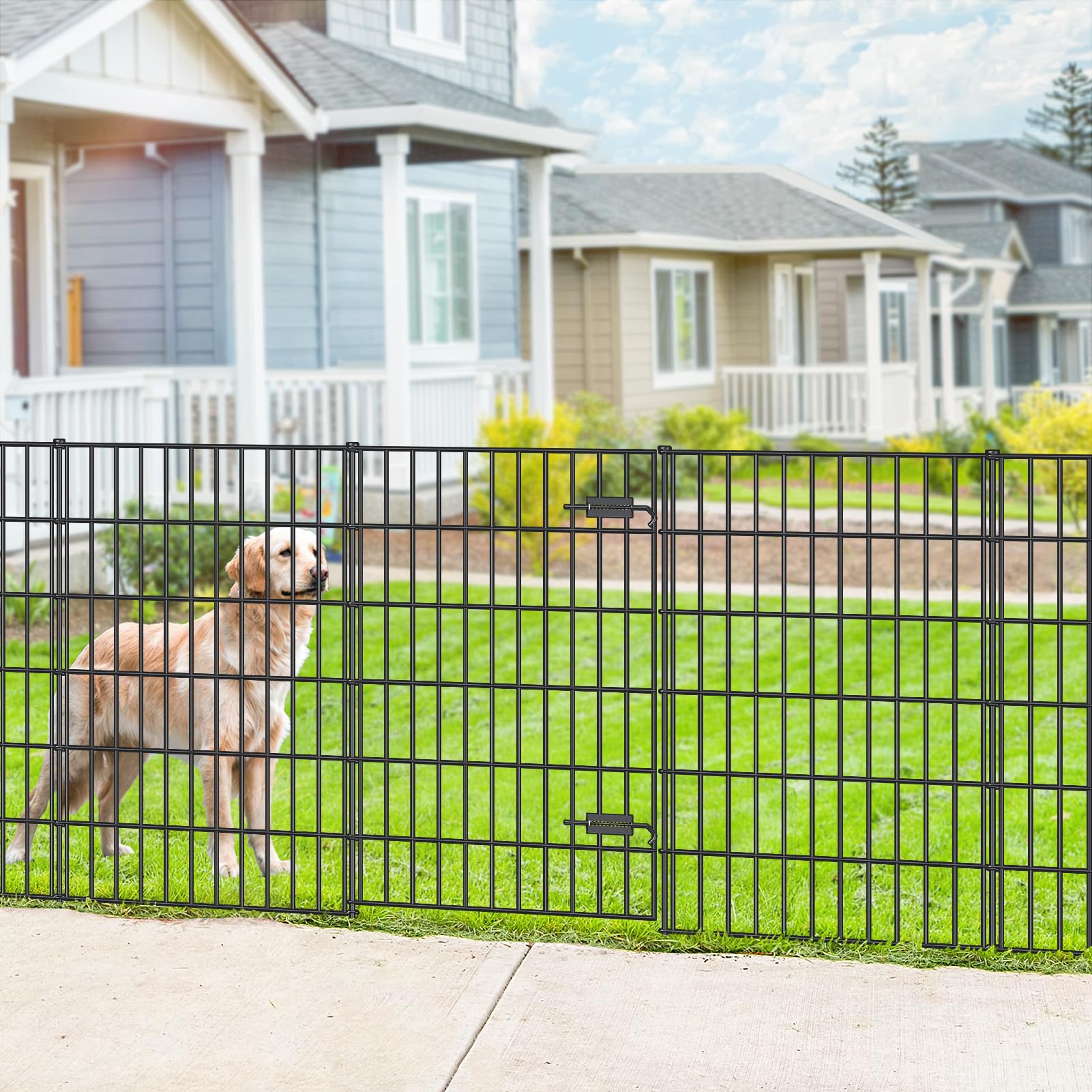 Metal Garden Fence with Gate 40 in (FOREHOGAR)
