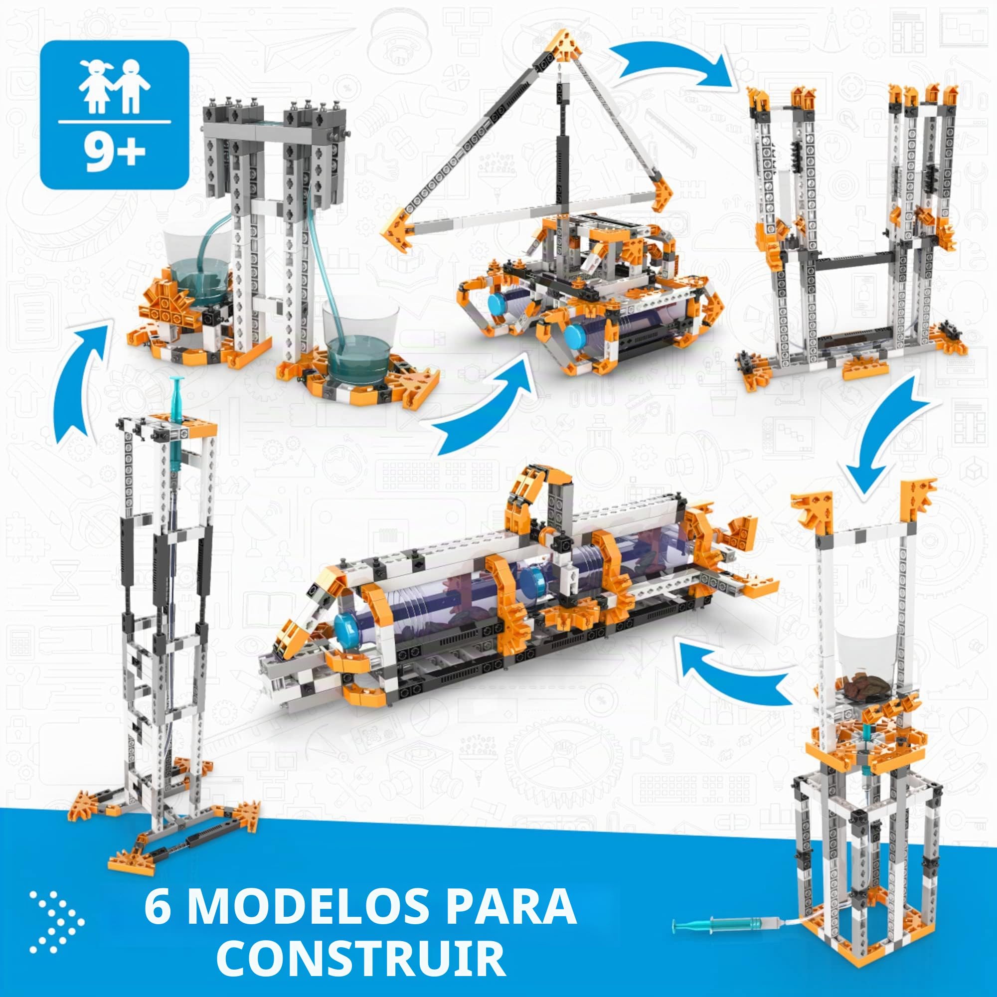 Engino Juguetes STEM, dinámica de fluidos, juguetes de construcción para niños de 9 años en adelante, kit educativo, regalo para niños y niñas, divertidos proyectos STEM, kit de ingeniería (6 opciones