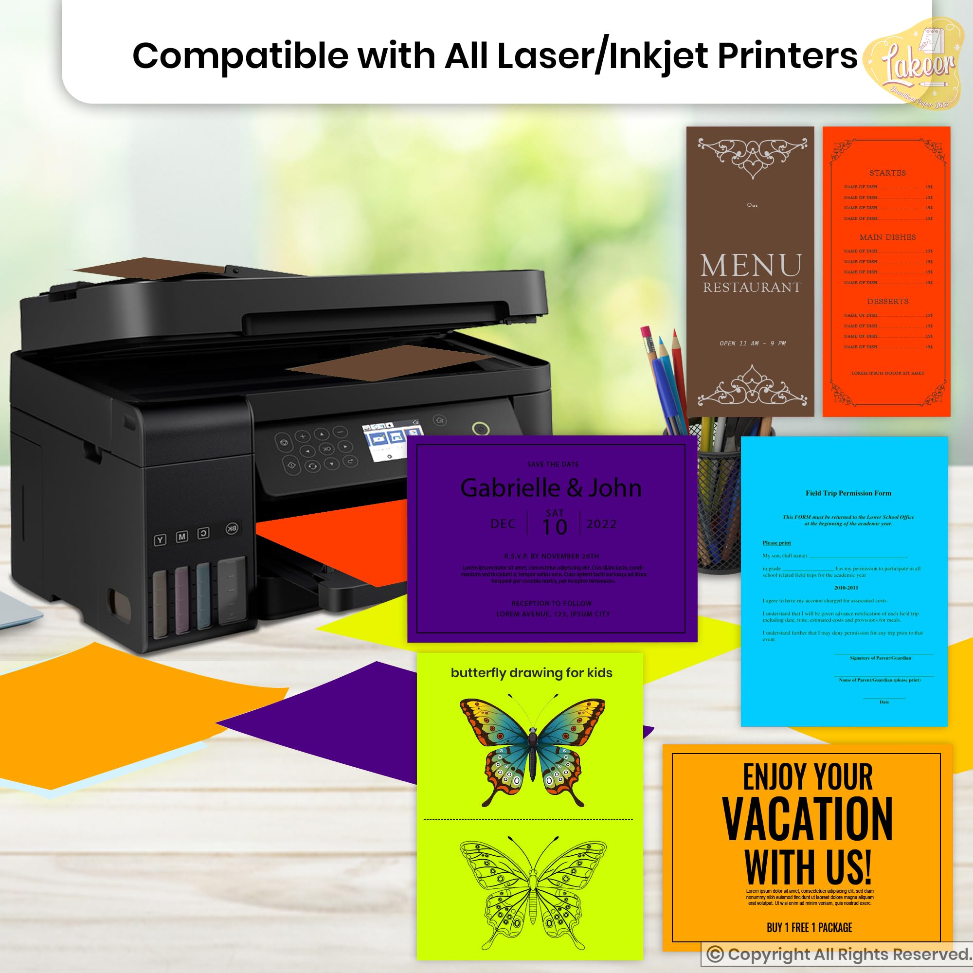 Lakeer A4 Bright Color Paper - Multi Colour | 120 GSM-Premium Bright Colour Paper | Pack of 100 Sheets, 10 Colours X 10 Sheet Each (29.7cm X 21cm) | Ideal for Art, Craft, Printing, etc 3