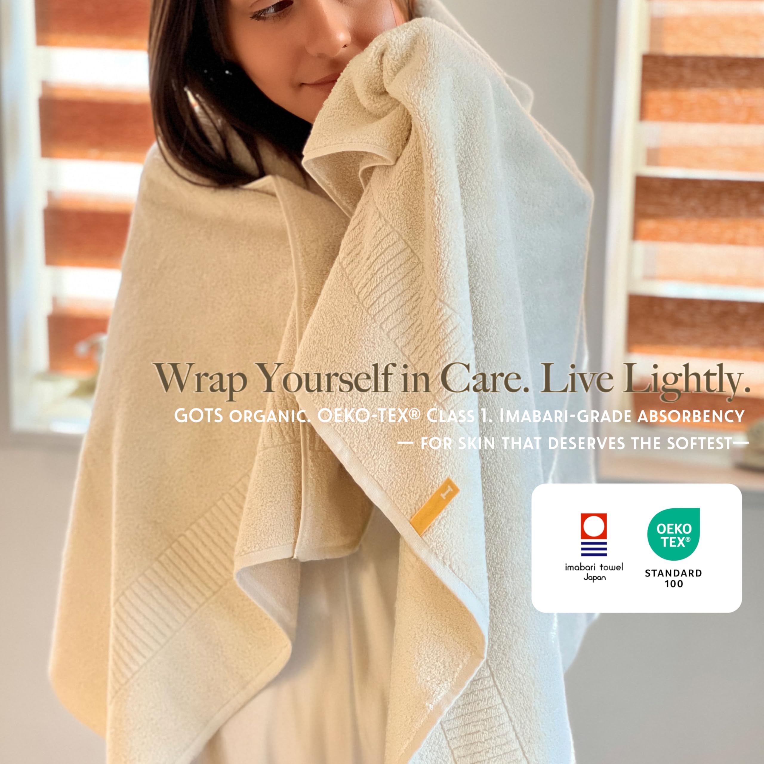 IKEUCHI ORGANIC Bath Towel 28 x 53 Oeko-Tex Class1 Certified, Pack of 2,ORGANIC330 (Ivory)