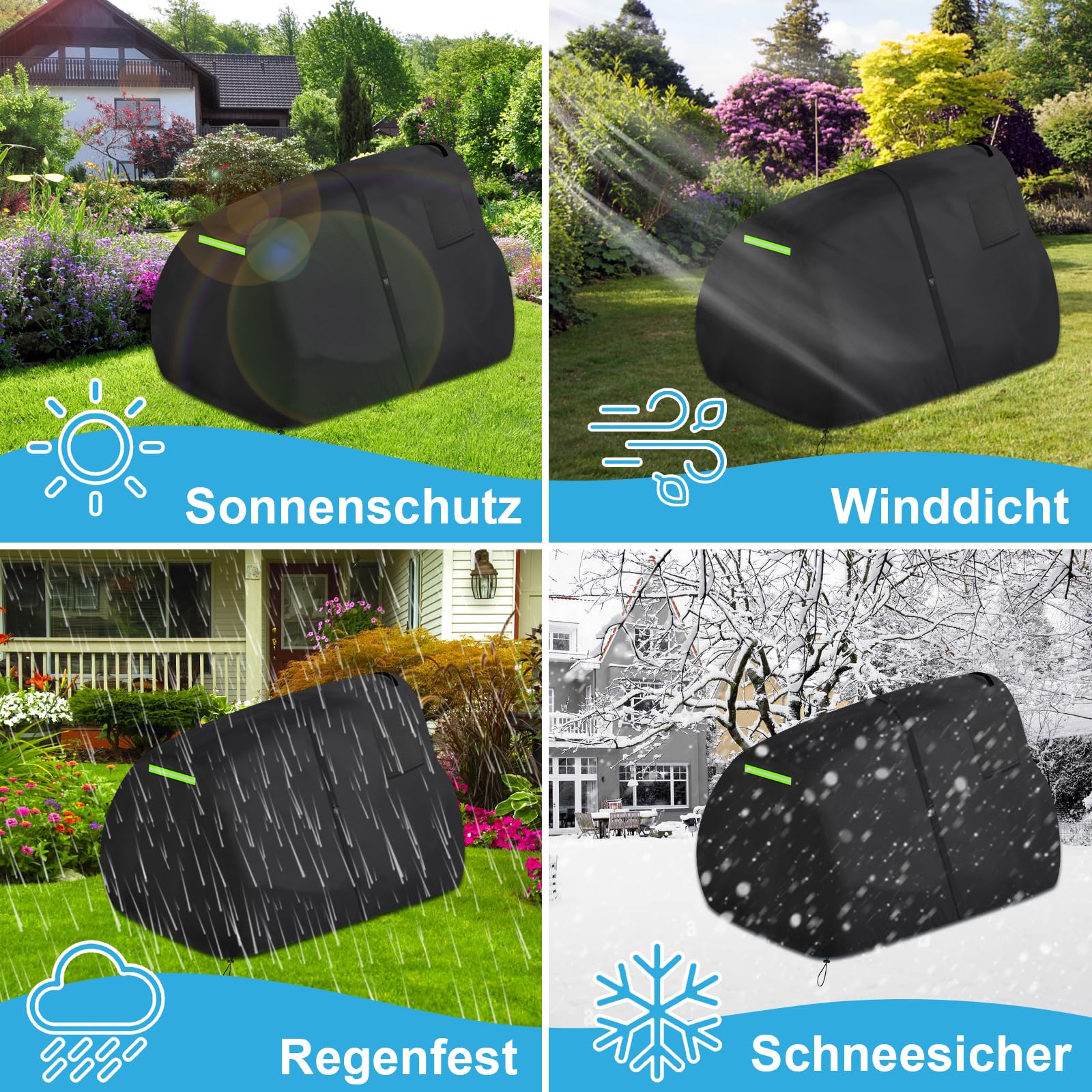 Housse Tondeuse Autoportée 183x137x117 Cm Oxford 600D Impermeable Noire - Résistante UV