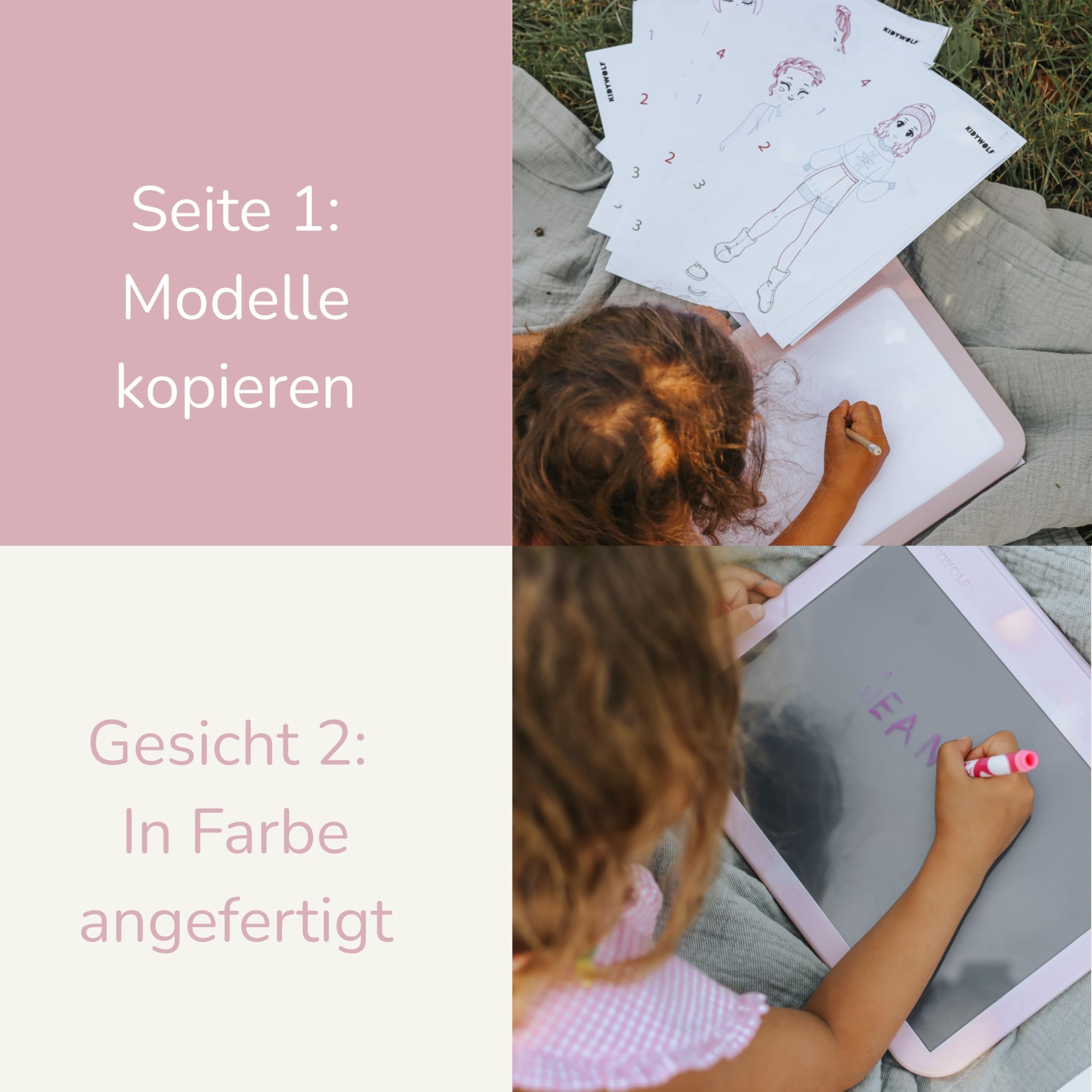 KIDYWOLF - KIDYDRAW PRO FASHION - Leuchttisch Kinder & Modedesign Set - LED Zeichentafel Wiederaufladbar - Maltafel für kleine Stylisten ab 5 J.