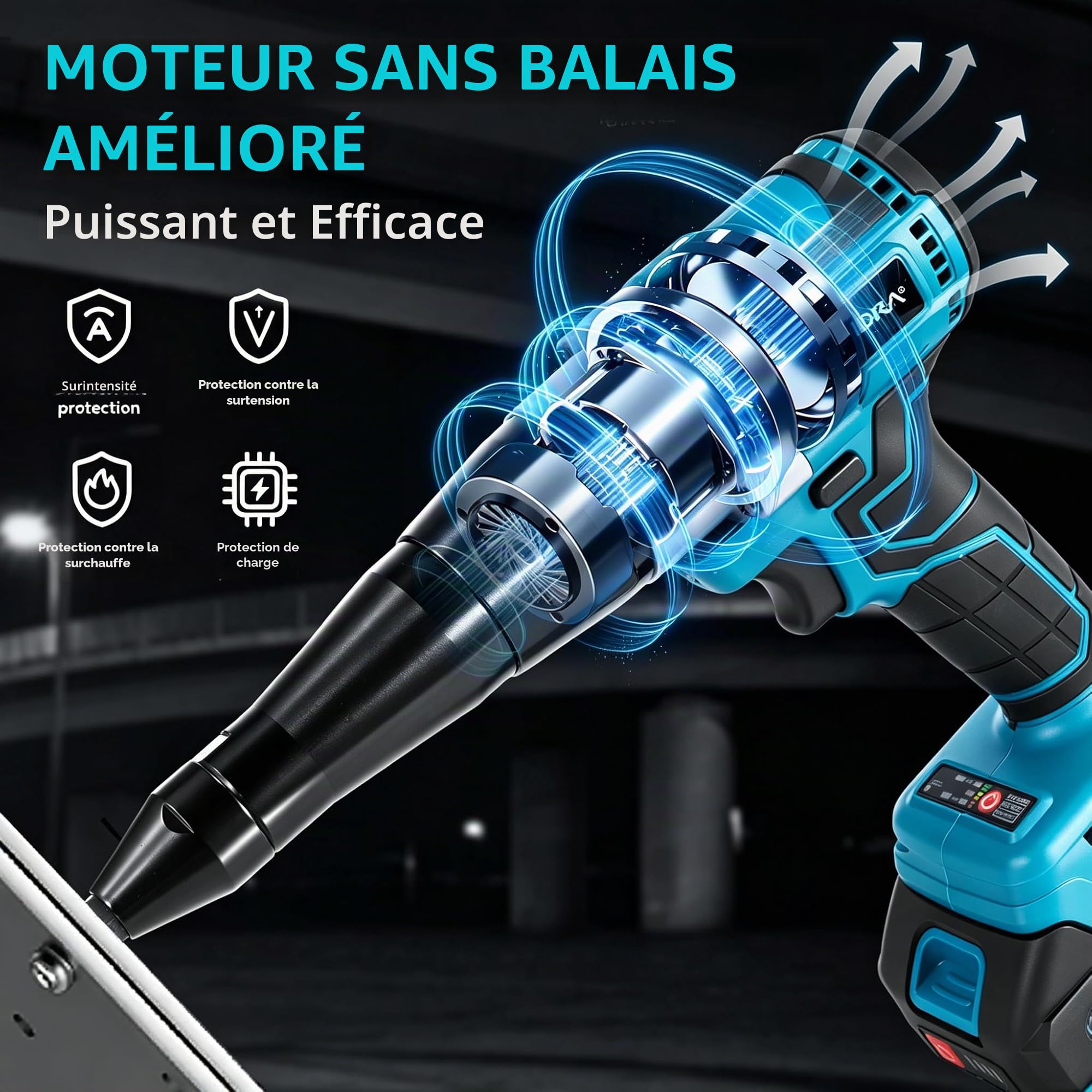 Yofidra Riveteuse Électrique sans Fil, 2x2.0Ah Batteries, Moyeu max. 20mm | Pince a Rivet Électrique avec sans Balais 800W, 20,000N, pour Rivets Aveugles en Acier/Aluminium de 2.4-5.0mm