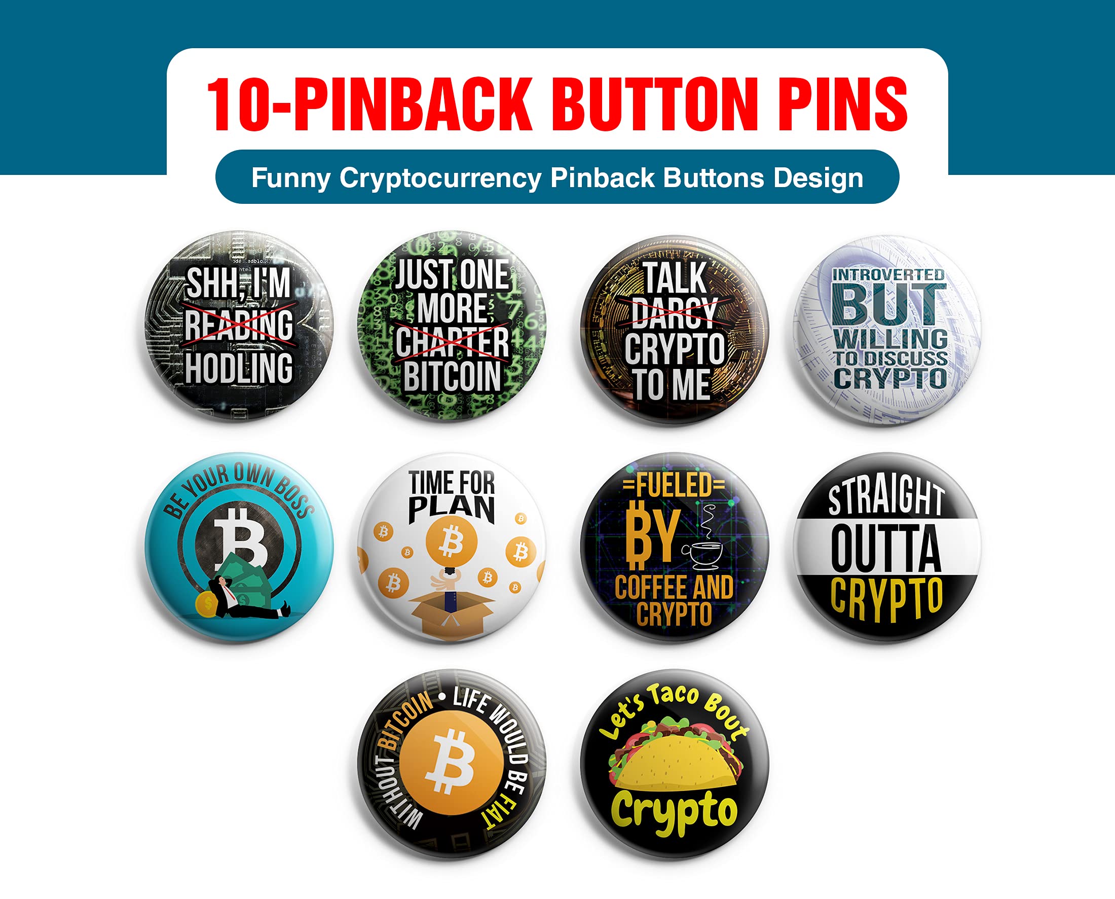 Amazon.com: Creanoso Funny Cryptocurrency Wearable DIY Custom Design Art  Button Badges (1-Set X 10 Buttons) - Fun Classroom Reward Incentives for  Students and Children - Stocking Stuffers Party Favors & Giveaways :