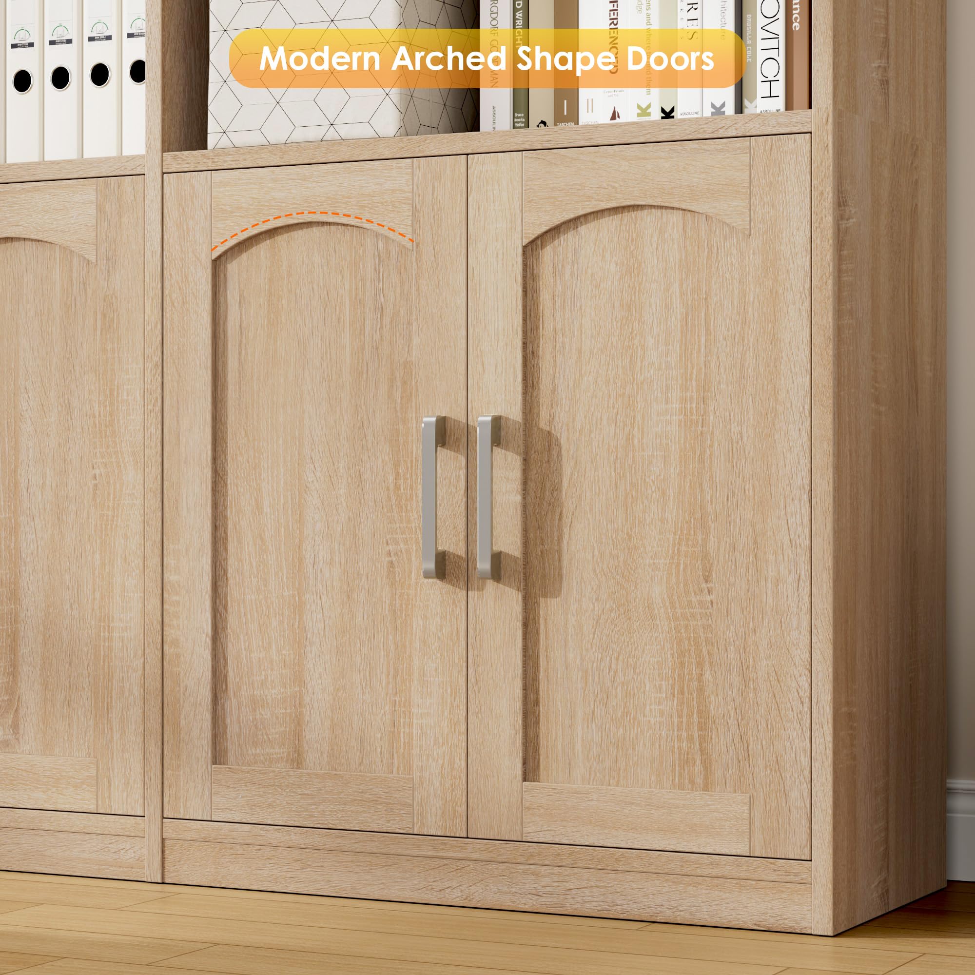 FACBOTALL Bookshelf and Bookcase with Doors, Double Wide Large Bookshelves — product photo