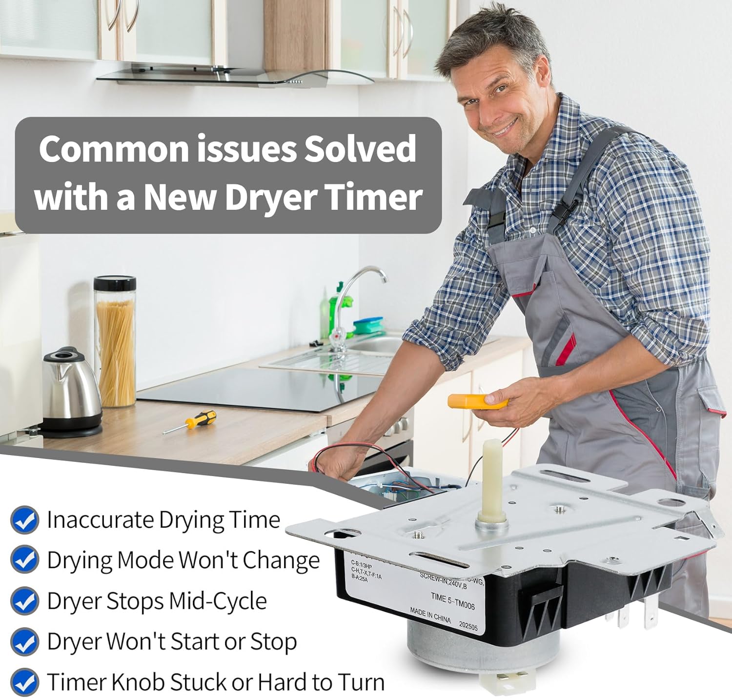 W10436308 W10745655 Dryer Timer, NED4655EW1 RED4516FW0 AED4675YQ0 AED4675YQ1 Dryer Timer, Compatible with Whirlpool, Admiral, Amana etc Brands, Replaces W10857612 418-619-20-B5 4454384 etc, OEM