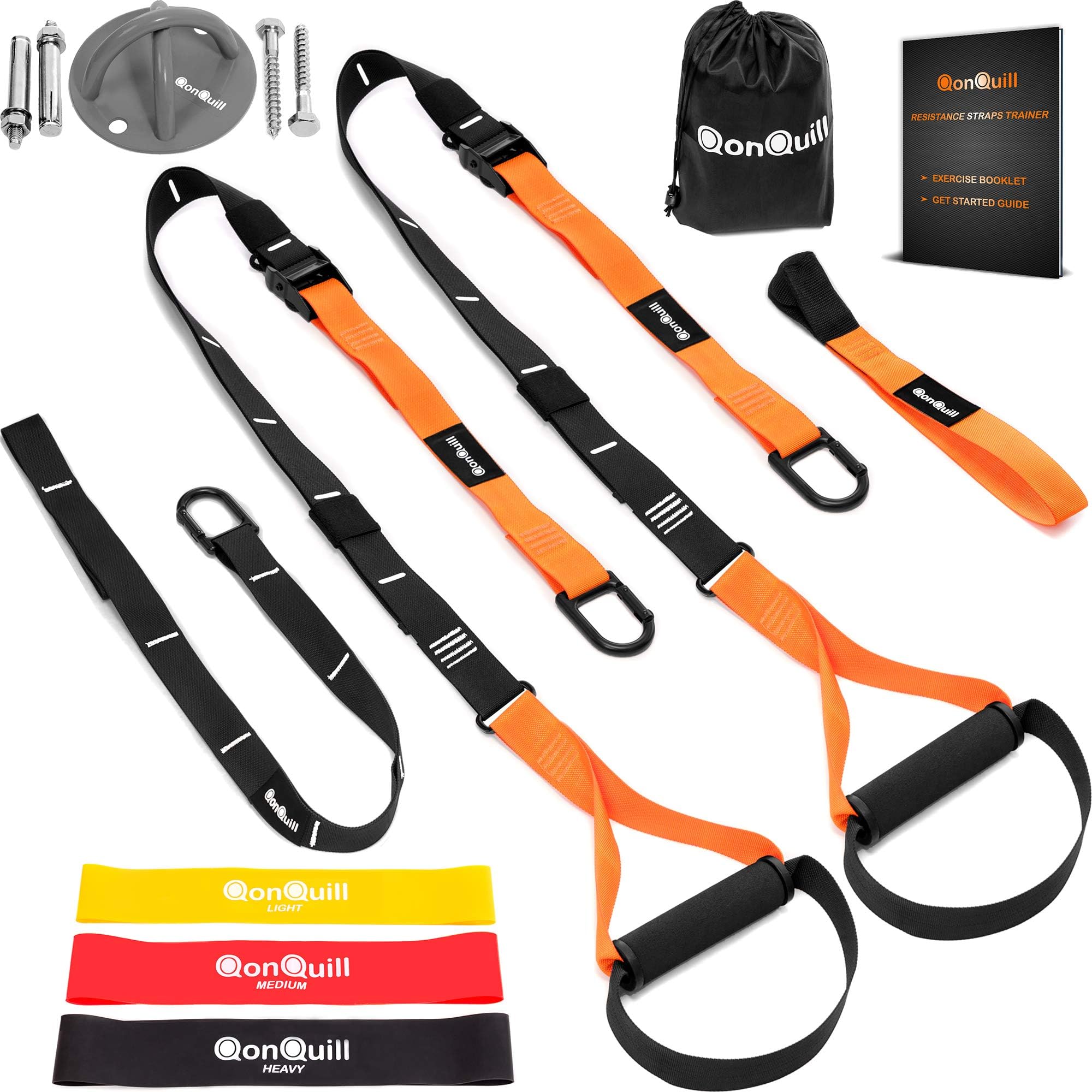 Resistance Straps Trainer Bundle | Complete BodyWeight Training Straps Kit + Wall Mount Bracket + 3 Exercise Loop Bands | Five Anchoring Solutions with Easy Setup for Home, Gym & Outdoors Workouts