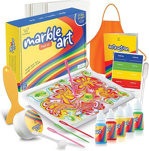 Kit de pintura de mármol  Arte para niños, kit de pintura de mármol de agua para niños de 8 a 12 años, niñas y niños, kit de arte de pintura de