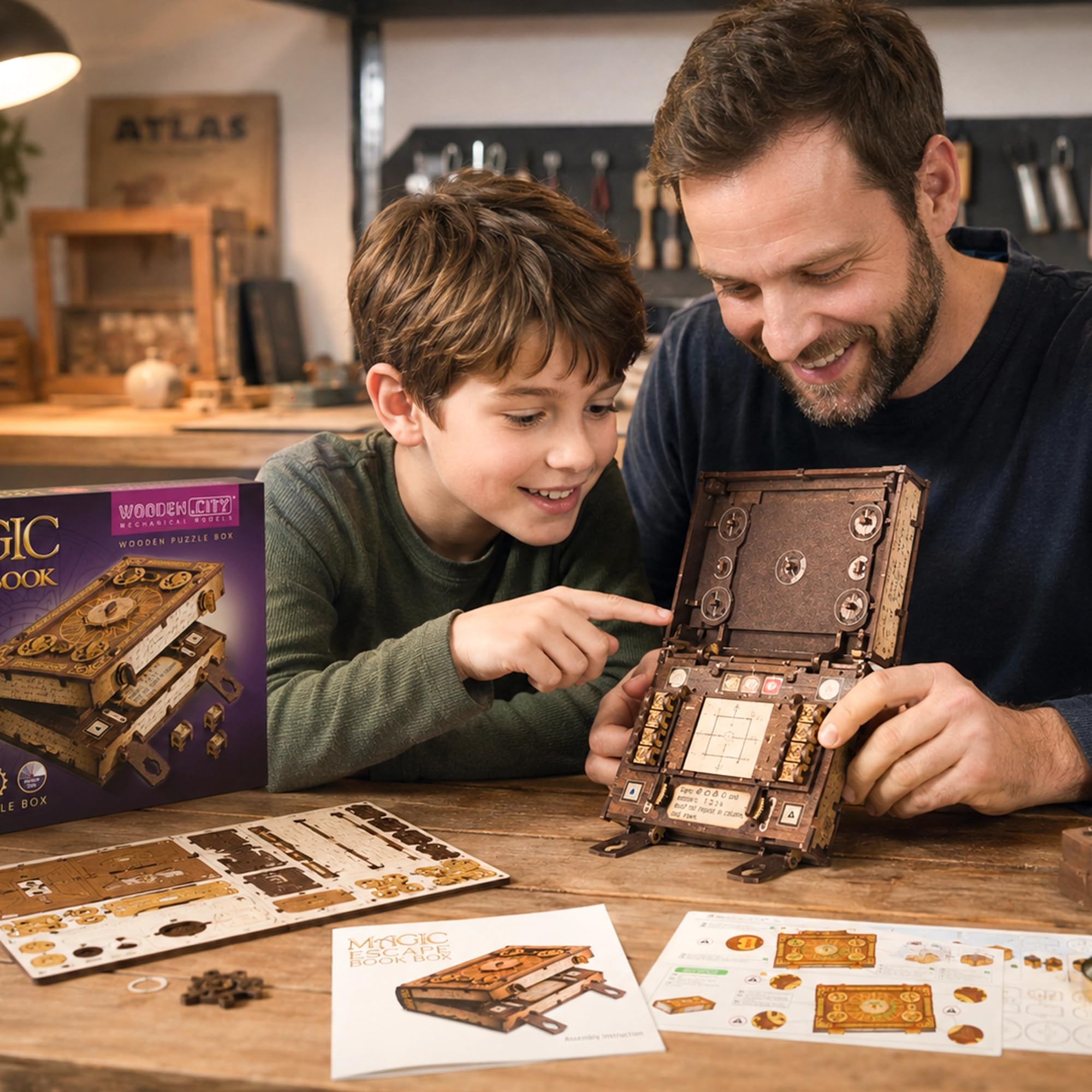 WOODEN.CITY Magiczne pudełko z książką ucieczki, drewniane puzzle 3D dla dorosłych