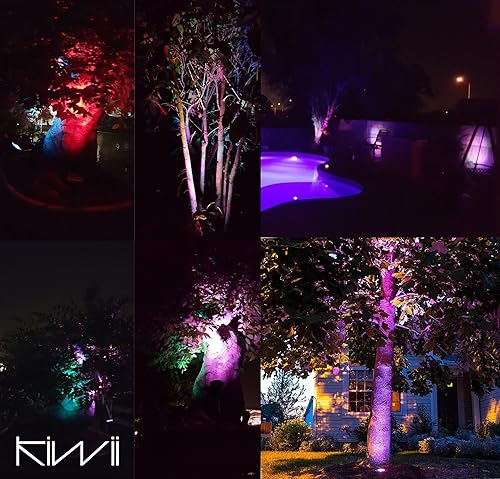 Miniatura 6 de Magictec Focos solares, 2 en 1 ajustables 4 luces LED solares de paredpaisaje con sensor de encendidoapagado automático, paquete de 2 (RGB)