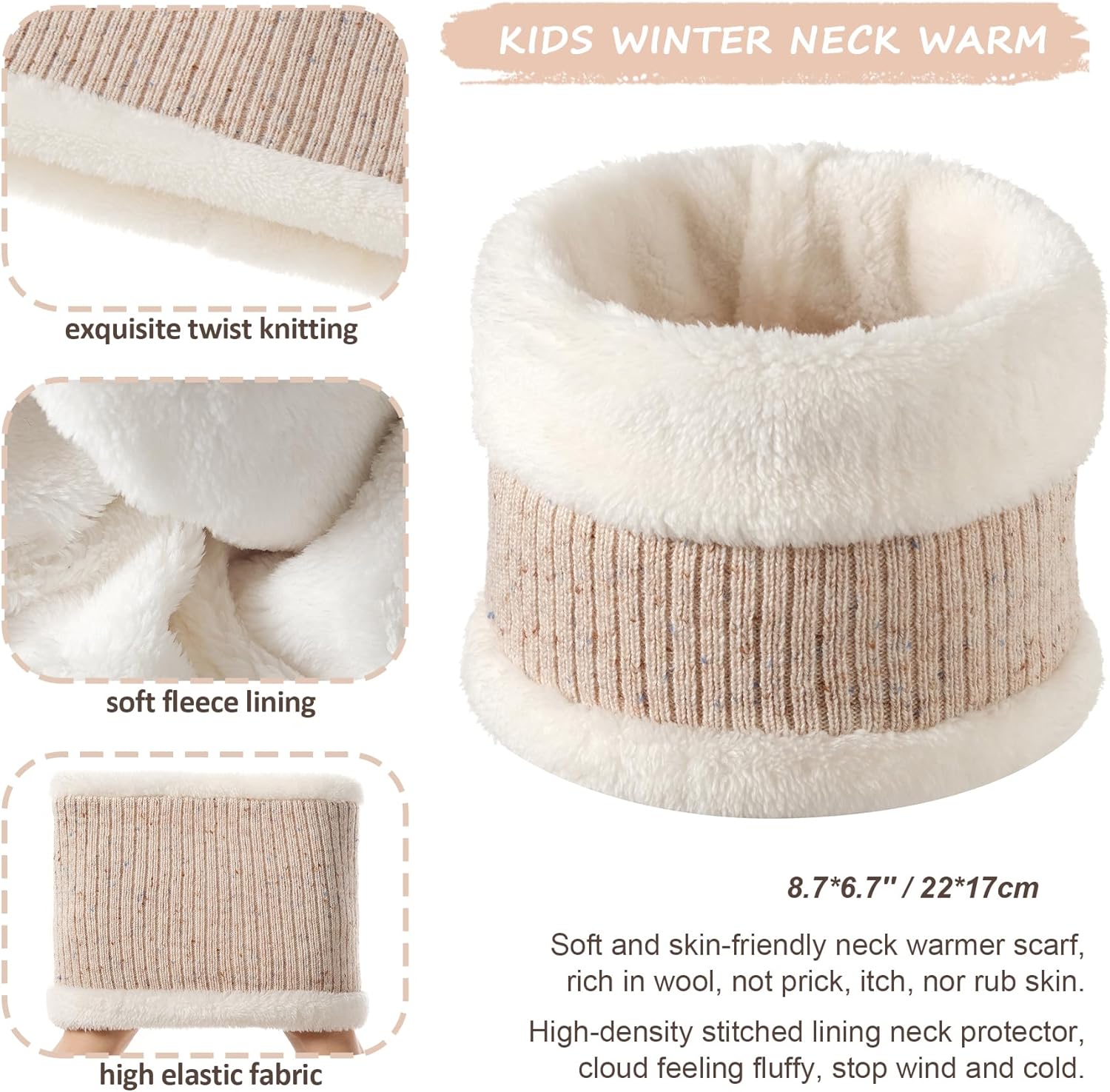 Toddler Hat Scarf Glove Set 2t-4t Boy Girls Winter Beanie Hat Neck Warmer Mitten Kids Hats And Gloves Ages 4-8 Fleece Lined - Image 4