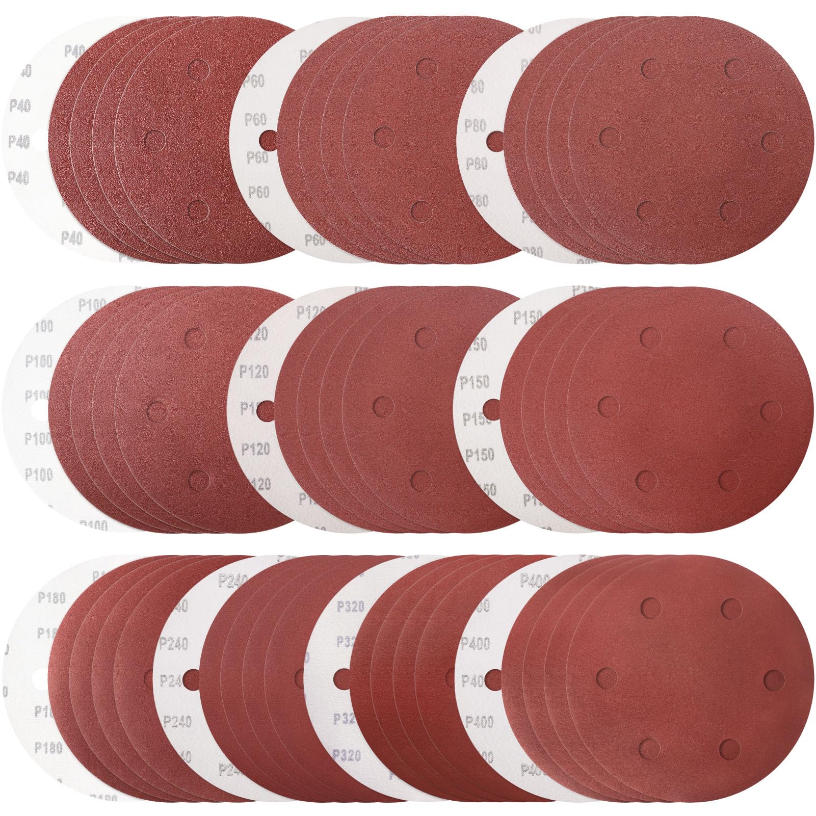 Disque de ponçage pour rénover vos murs, 50 feuilles de papier abrasif 6 trous de 22,9 cm