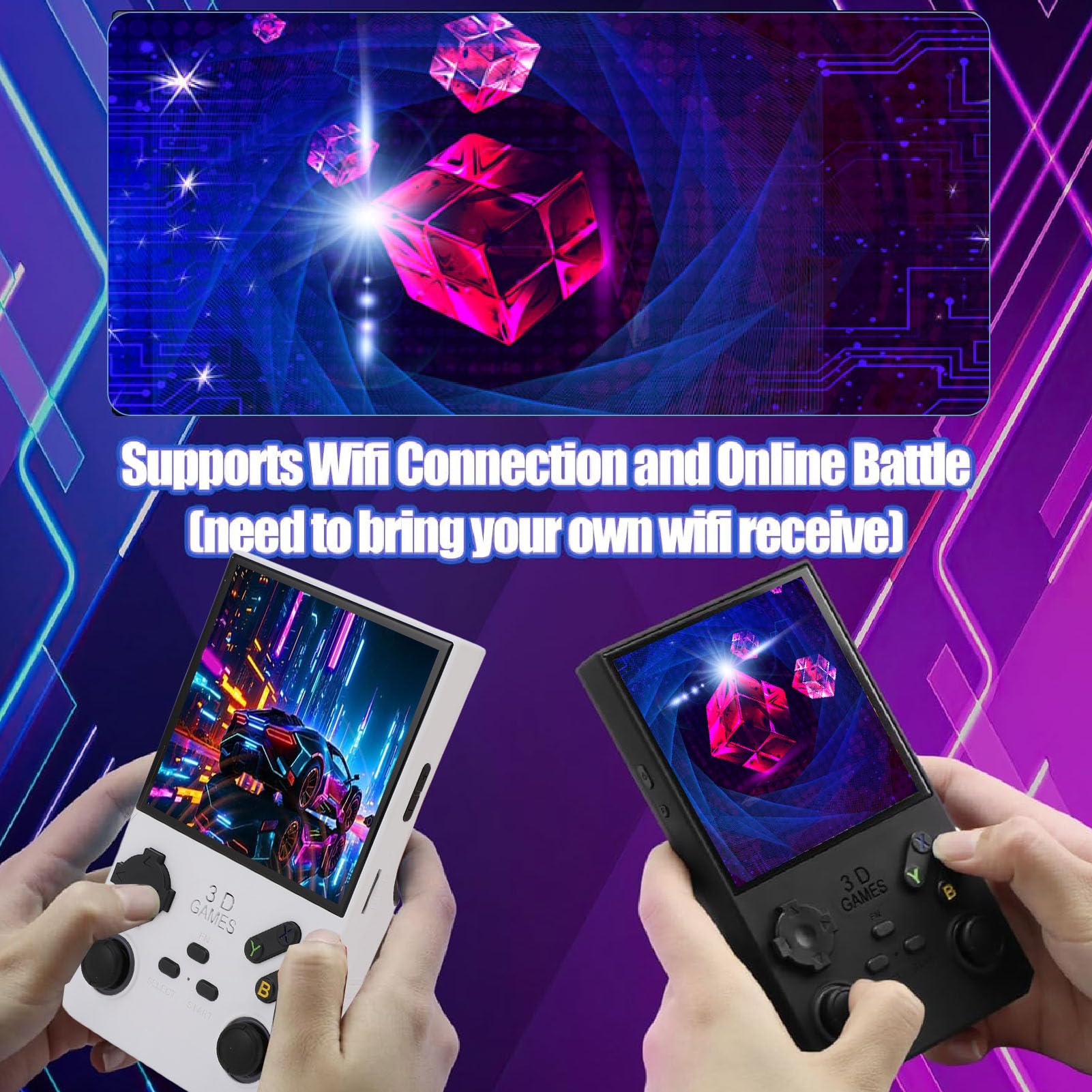 Goshyda Handheld -Spiel, Tragbare Retro -Gaming -Konsole mit RGB -Farben, die in 256 GB Speicherkarte 45 Emulatoren Eingebaut Sind, 4.0 Im HD -Bildschirm Video Player (WHITE)