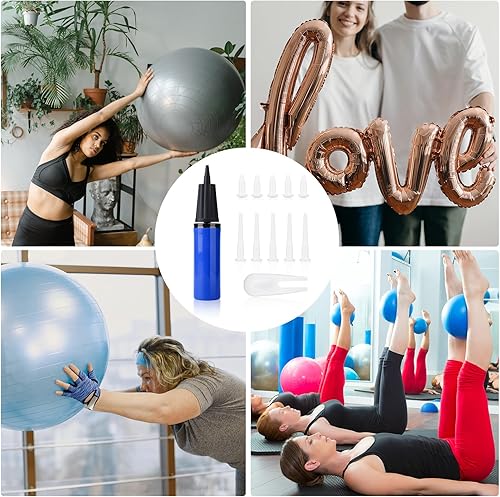Miniatura 6 de Luter Kit de bomba de bola de ejercicio, 12 bombas de aire de mano para pelotas con tapón de bola de ejercicio, kit de repuesto de bomba de mano de
