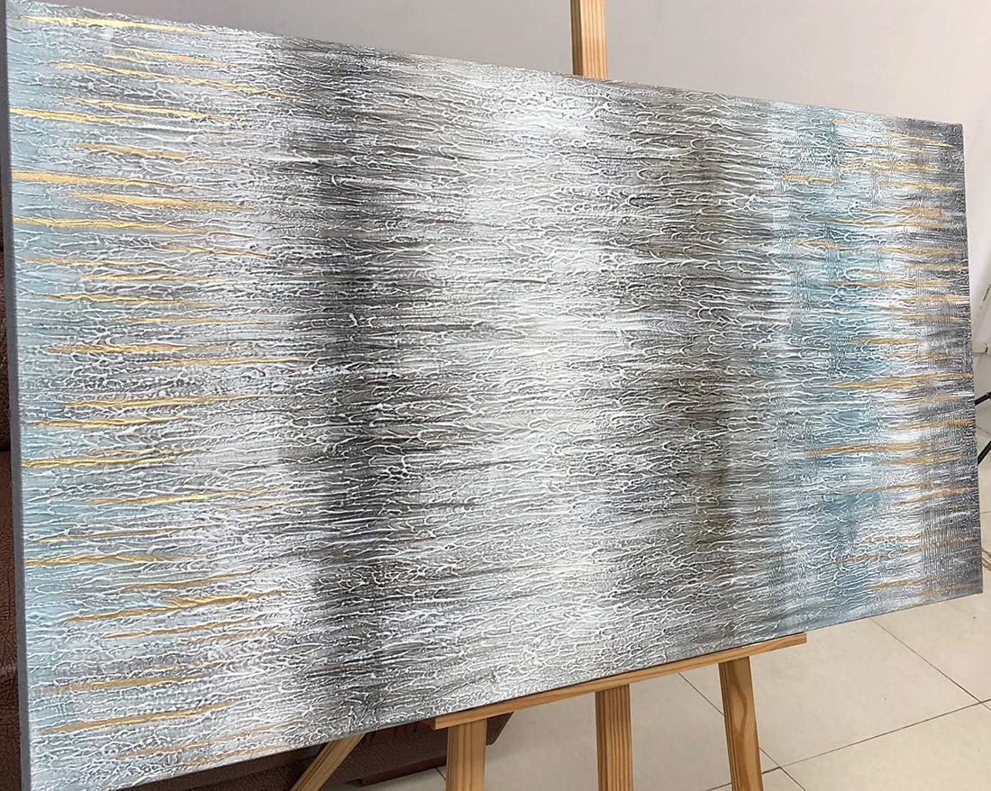 AMEI Art Paintings,24x48inch Paintings Textured Hand-Painted Modern Oil Paintings Rectangular Abstract Contemporary Artwork Home Wall Decor Art Wood Inside Framed Ready to Hang for Living Room