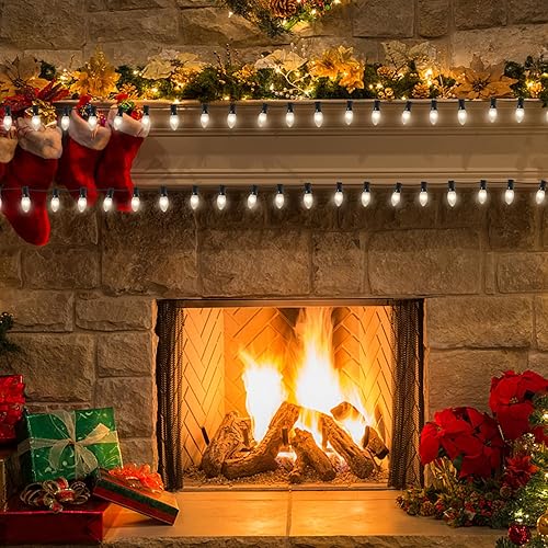 Miniatura 6 de Bombillas de repuesto C9 de Navidad, bombilla de Navidad blanca esmerilada, luz nocturna blanca para interiores y exteriores, patio, Navidad, fiesta