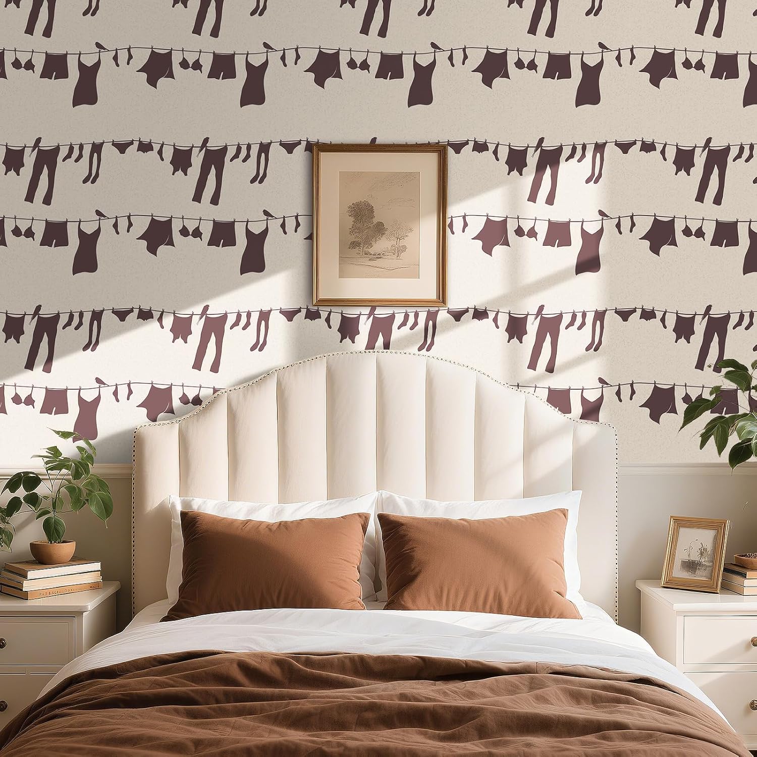 Livelynine 17.5x276" Peel and Stick Wallpaper Laundry Room Farmhouse Style Dark Taupe Tones Boho Prepasted Fun Wallpaper Neutral Pattern Vinyl Wall Paper Laundry Room Themed Contact Paper Waterproof
