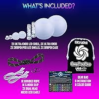 Vista 5 de OrbPoi Pro Set - Orb Poi Pro con asas LED UltraKnob Pro - Bolas LED Poi de contacto recargables por USB con más de 40 modos de color y patrones