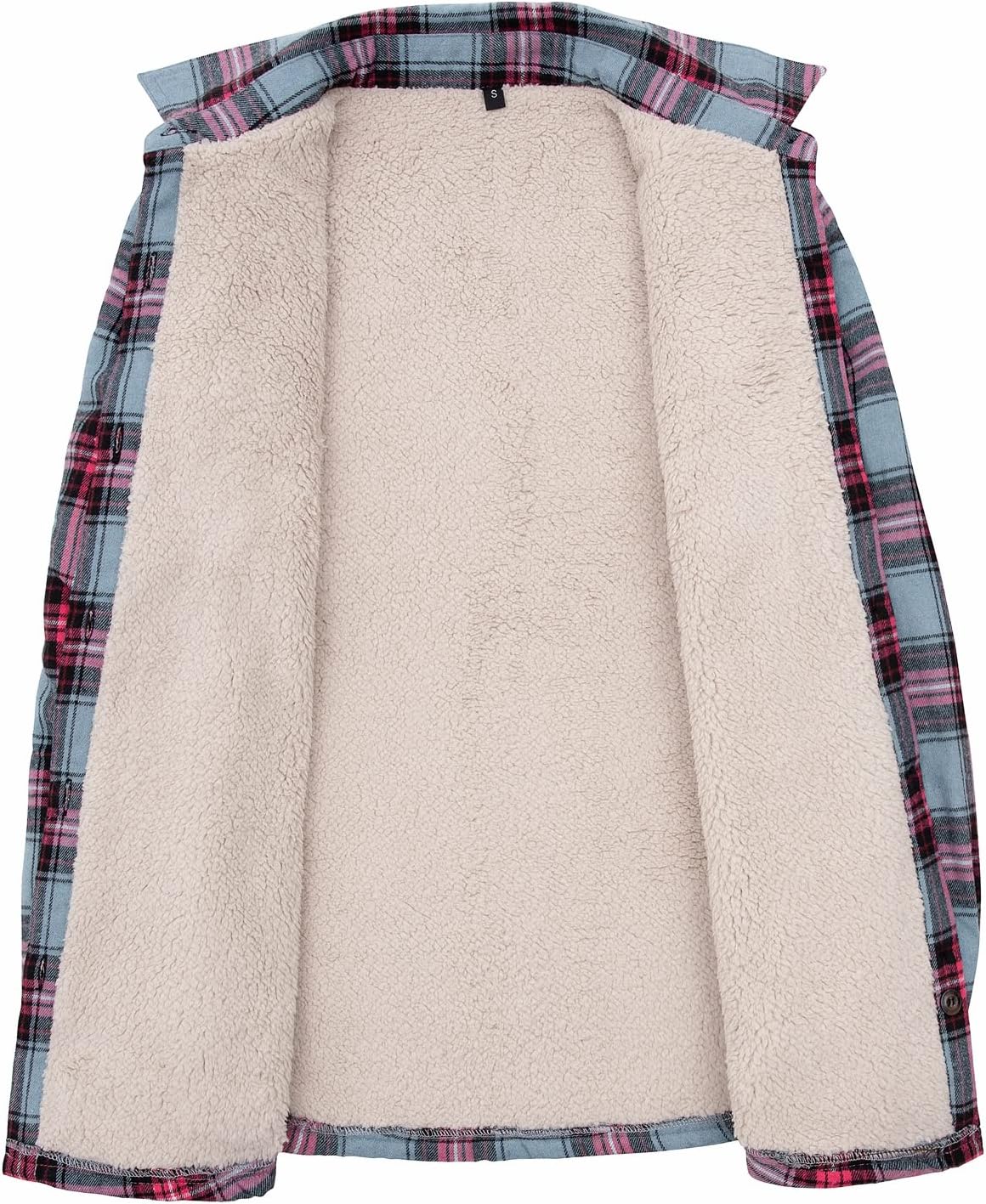 ThCreasa Womens Sherpa Lined Flannel Jacket with Hand Pockets, Plaid Button Down Fuzzy Shirt Jackets - Image 3