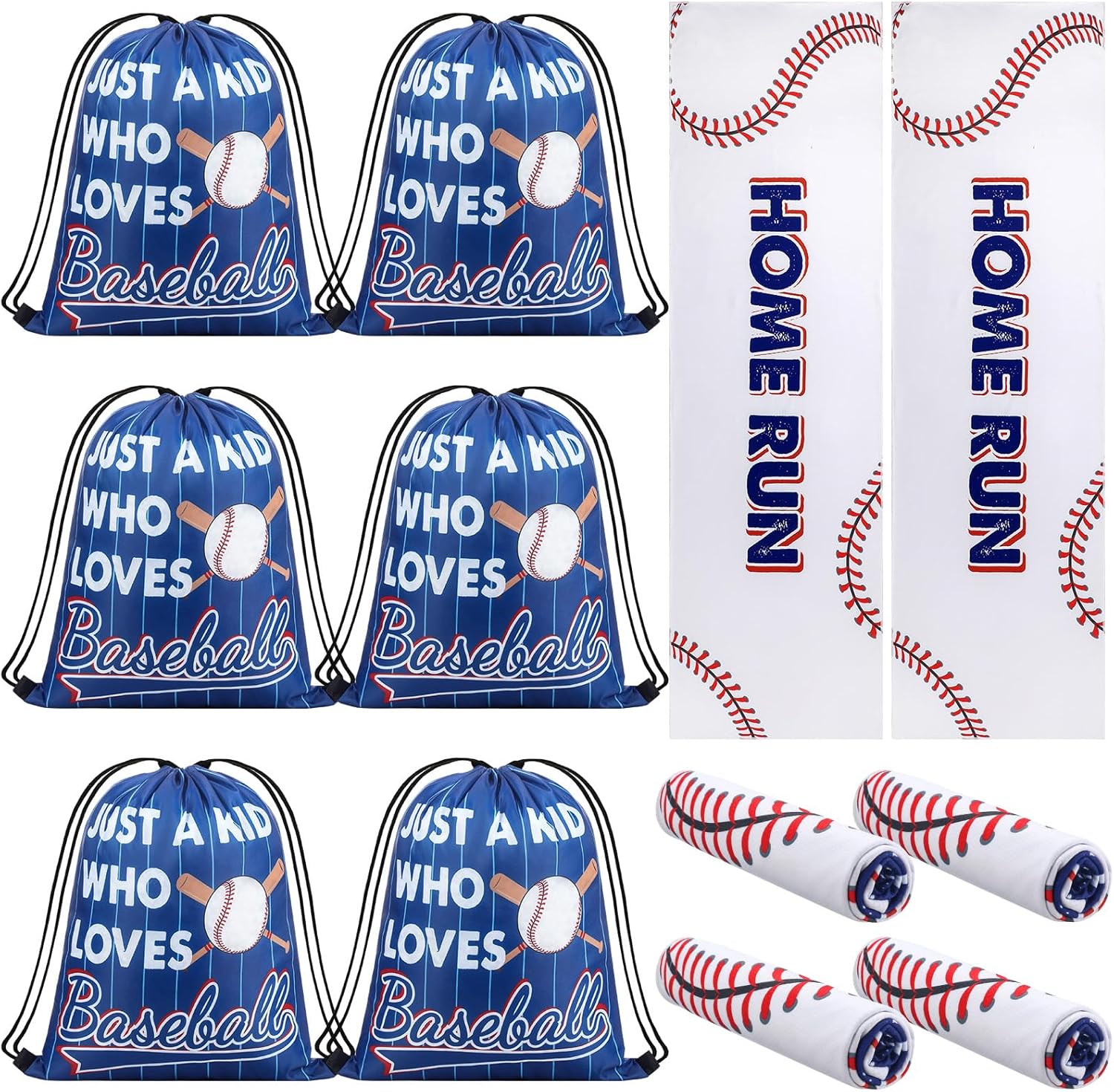 Mindsoft 12 Pcs Baseball Party Favors with 40 x 12 Cooling Towels and 13" Drawstring Backpack Microfiber Ice Towels String Bag for Sports Party Athletes Gym Camp Team Gifts