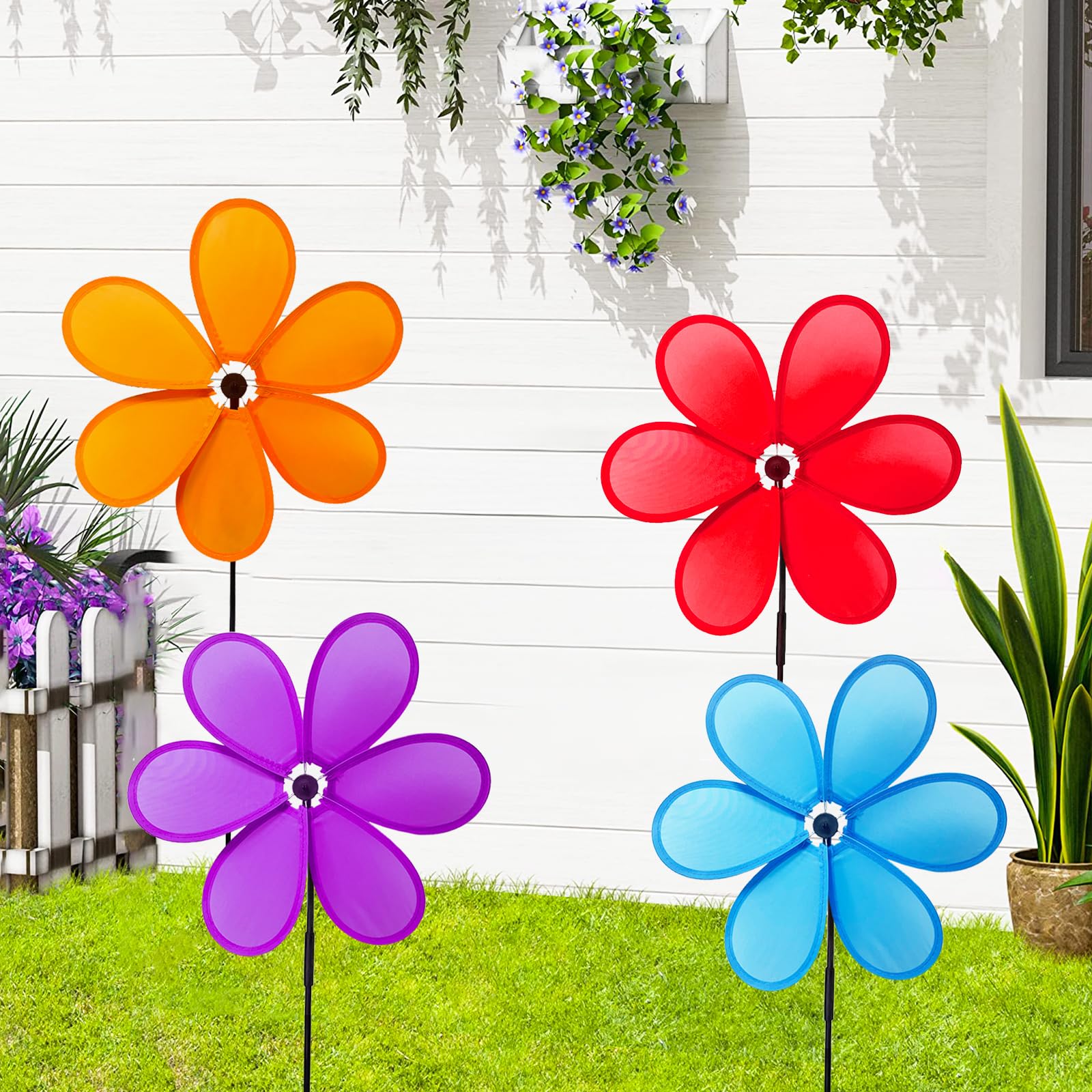 Amazon.com: 4pcs Flower Wind Spinner Garden Pinwheels 11.8 inch