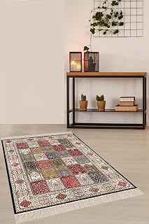 Pelangi Kırkyama Patchwork Desenli Etnik Dijital Baskı Yıkanabilir Kaymaz Taban Salon Halı Ve Yollu, Koyu Kahverengi 100 x 250