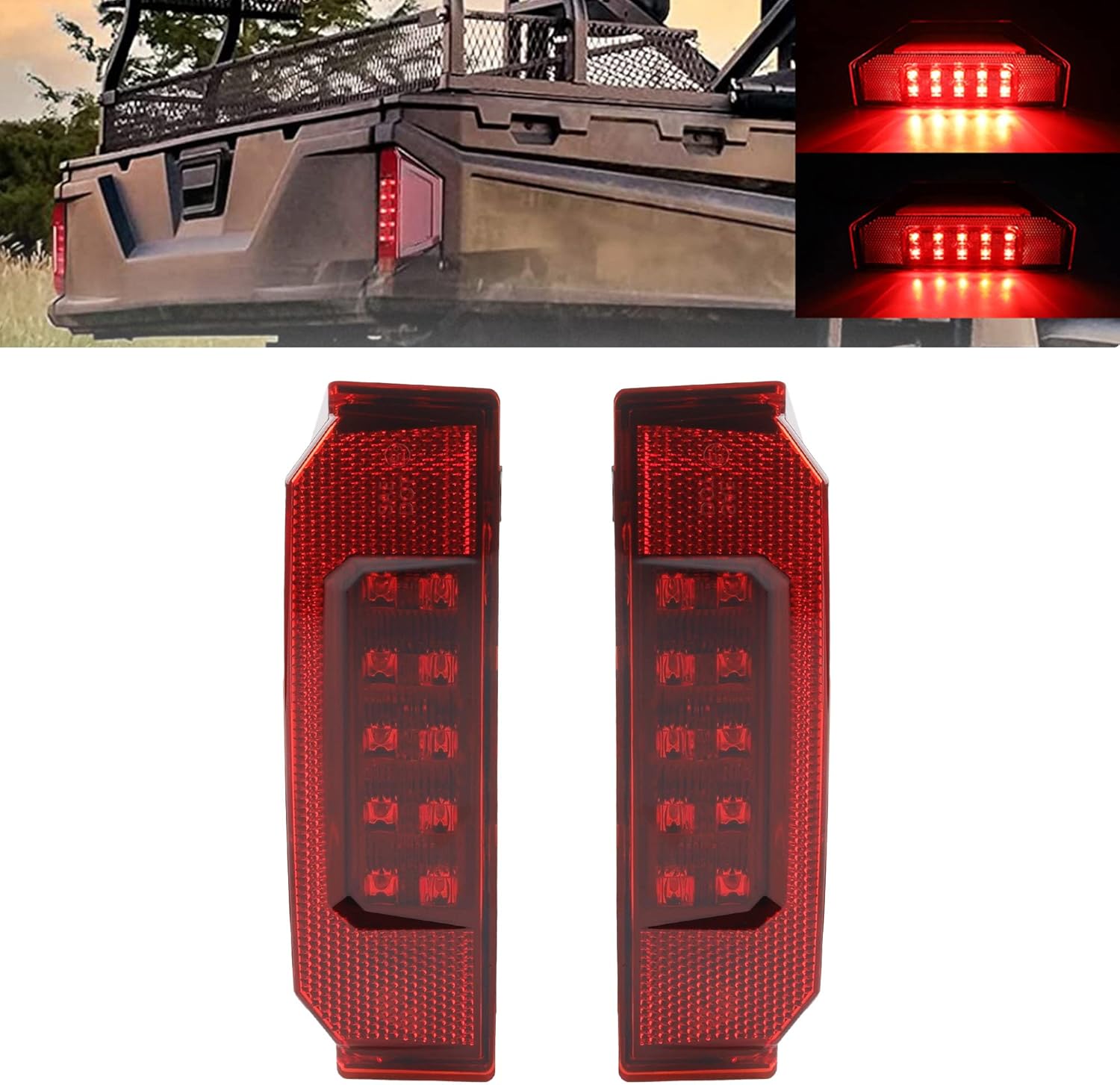 Dasbecan 2Pcs UTV Tail Light Assembly Red LED Taillight Rear Brake Stop Light Running Light Compatible with 2013-2019 Polaris Ranger 570 Full Size XP 900 RGR GENERAL 1000 Rear Tail Light 2412774