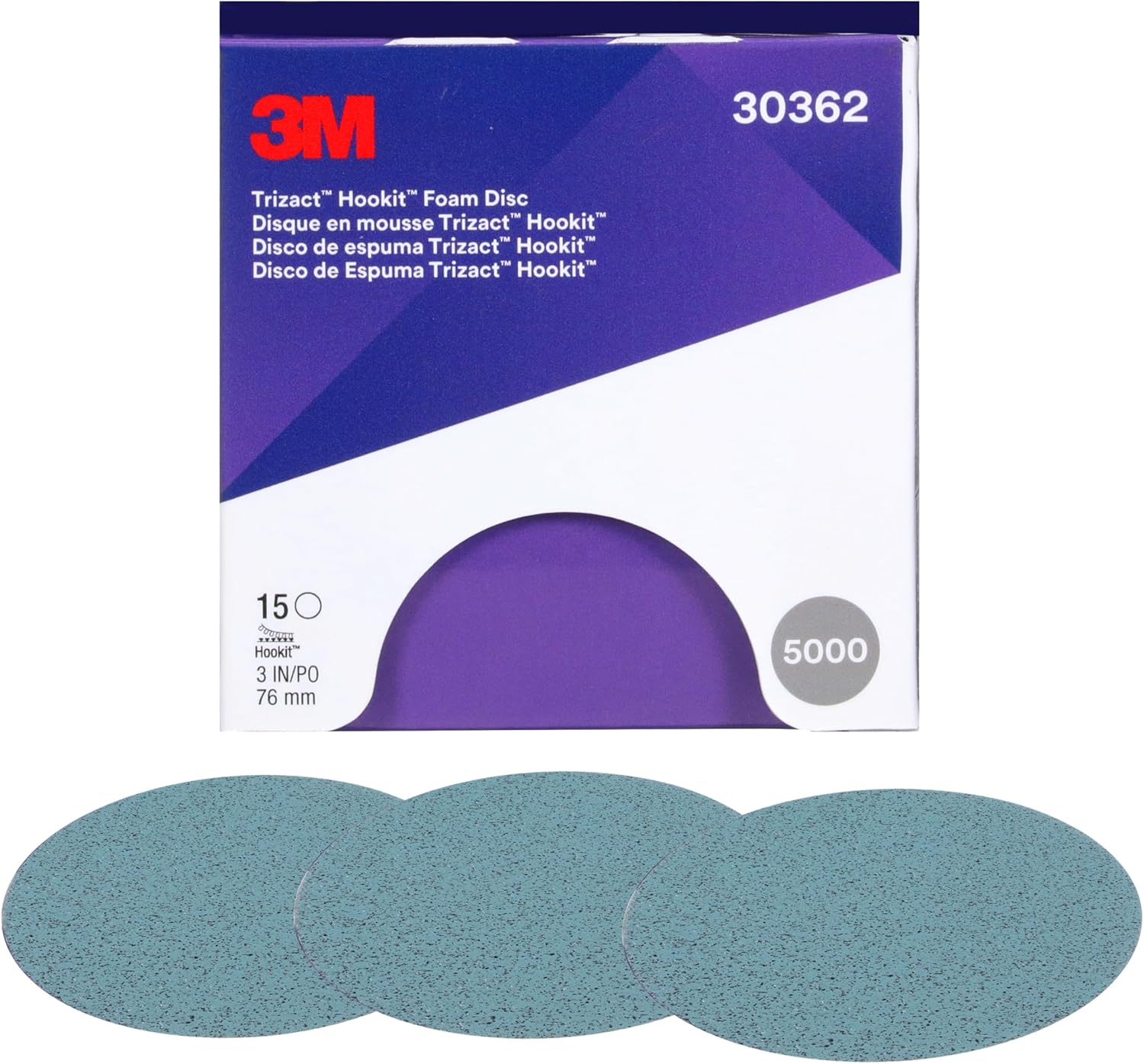 Trizact 3M Trizact Hookit Foam Disc, 30562, 5 in, 5000