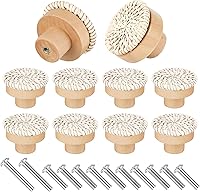 Vista 1 de 10 pomos de ratán bohemio para gabinete, tiradores de cajones de madera natural con 10 tornillos para aparador, muebles de cocina, cuarto de bebé