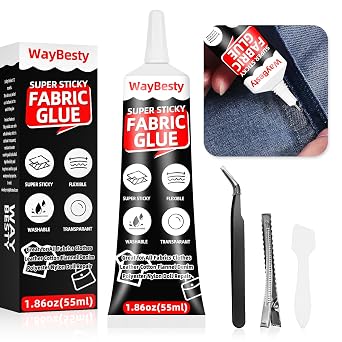 Clear Fabric Glue - Permanent, Washable, Strong - All Fabrics, Cotton, Flannel, Denim, Leather, Polyester, Doll Repair, Rhinestones, Patches - Waterproof 1pcs