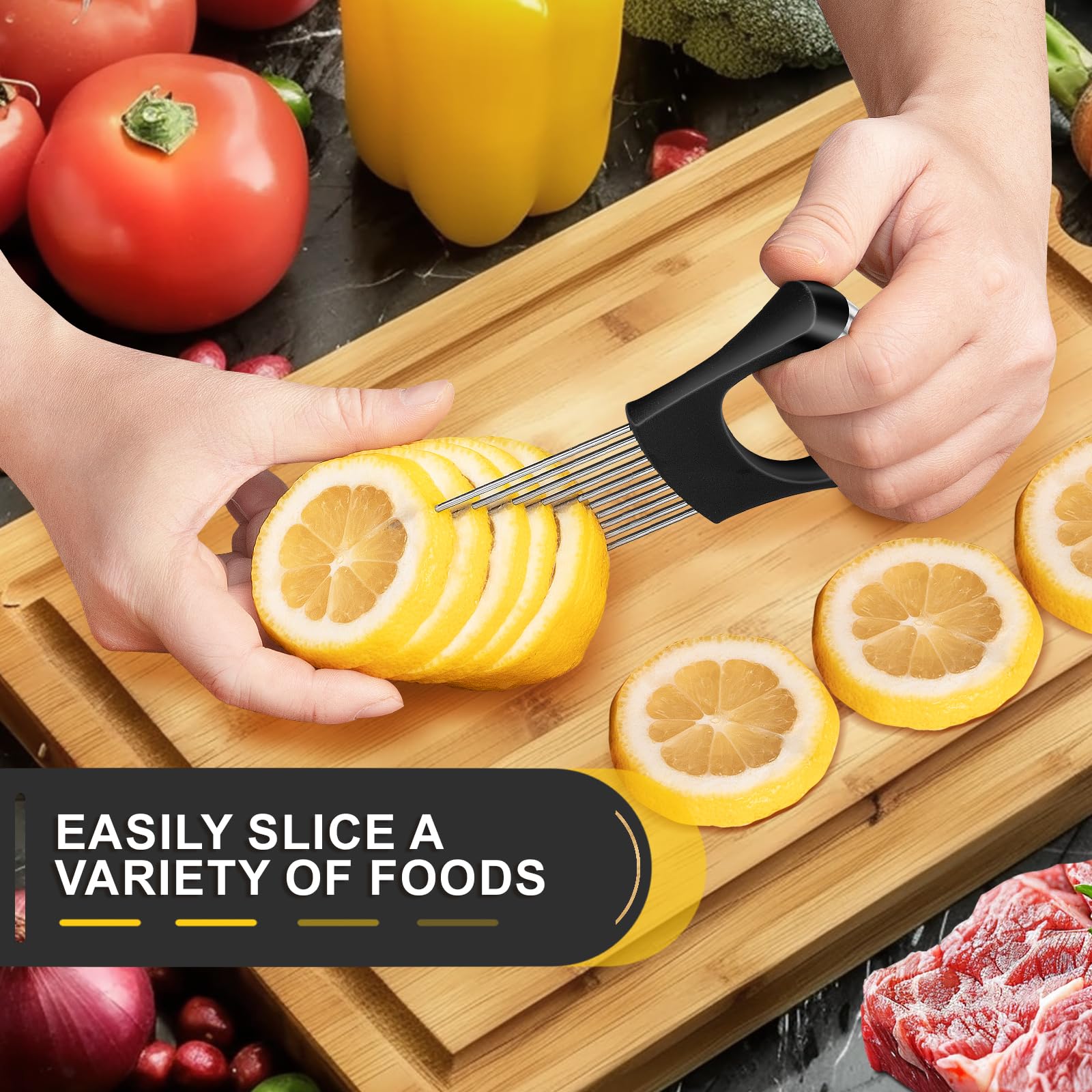 Cortador de cebolla de alta calidad 2025, soporte de cebolla de acero inoxidable para cortar cebolla, kiwi, tomates, aguacates, huevos, limón, carne, cortador de cebolla de tercera generación 7