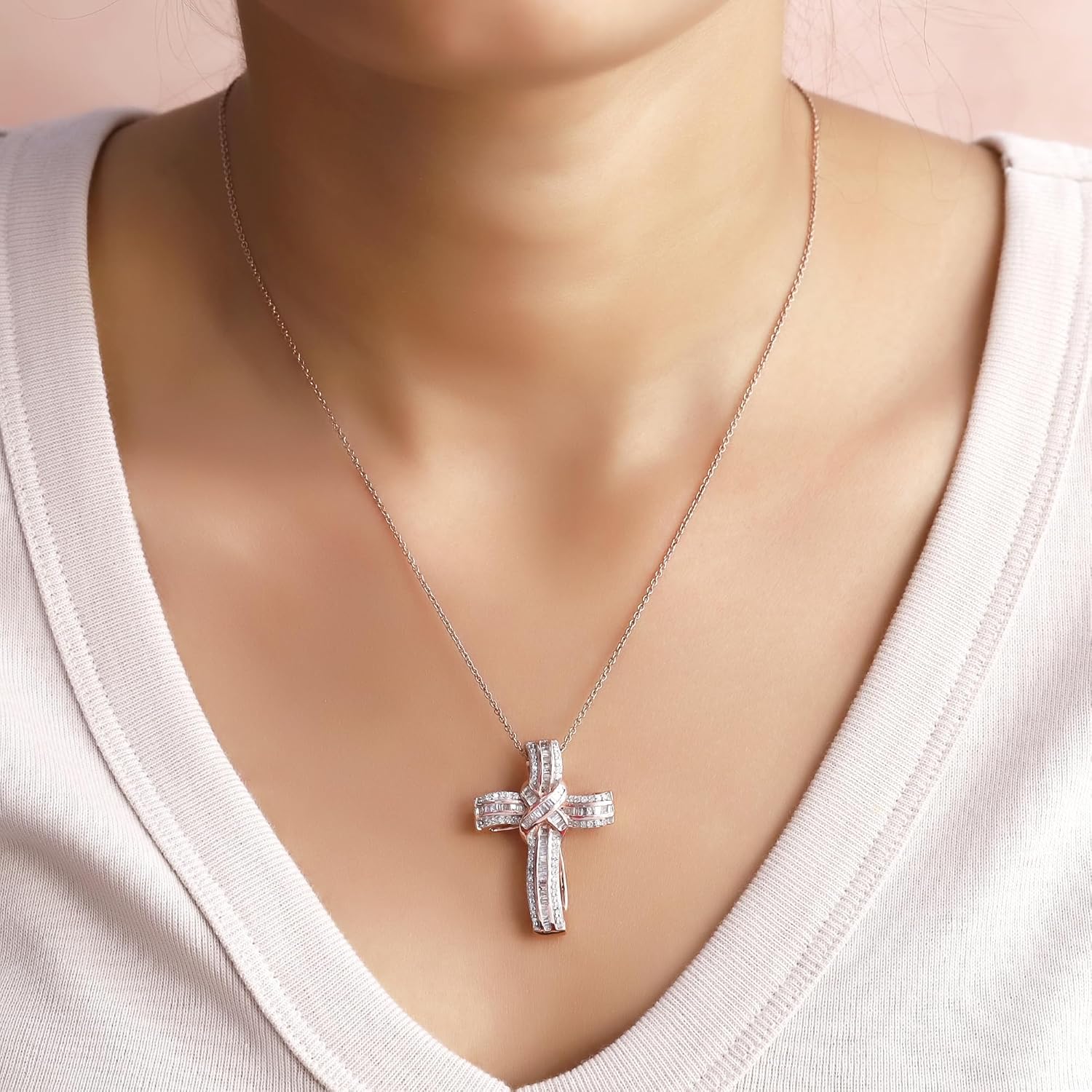 Infinity Cross Diamond Pendant Necklace for Women & Men, 1.00 Cttw Natural or Lab-Grown Diamond in 14K Gold Over 925 Sterling Silver, Religious Christian Jewelry Gift with 18" Chain - Image 4