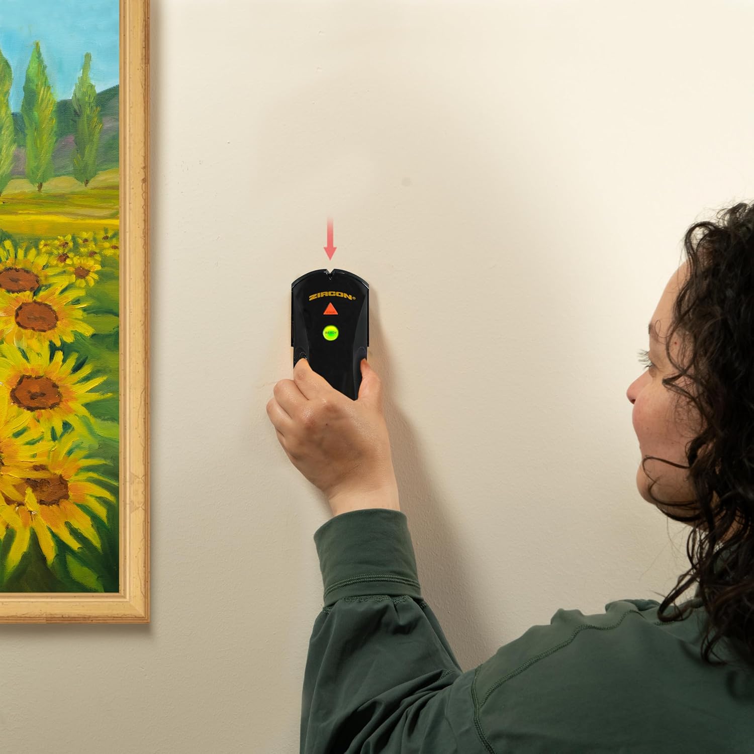 Zircon StudSensor Basic SL Wall Stud Finder – Edge Detection for Wood and Metal Studs Behind Drywall, LED Edge Alerts and SpotLite Beam for DIY Picture, Shelf and TV Mounting