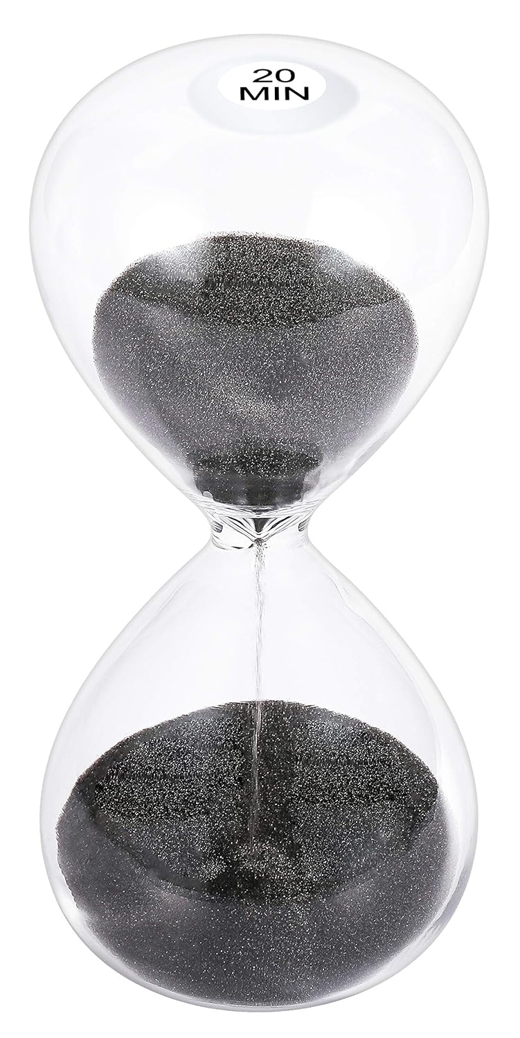 SuLiao Hourglass 20 Minute Sand Timer 5.1 Inch Black Sand Clock, Large